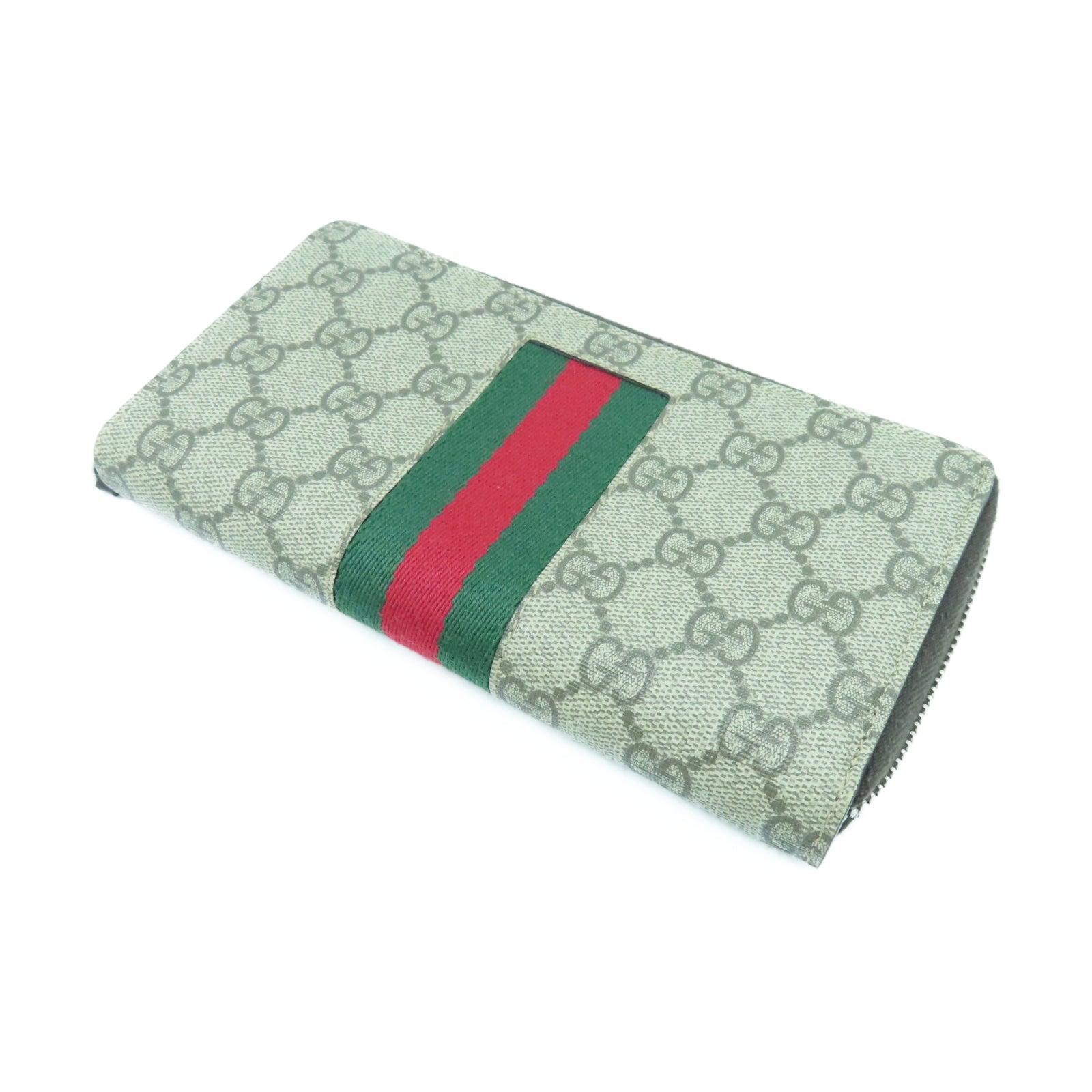 GUCCI Coated Canvas Long Wallet Silver Buckle Long Wallet Brown