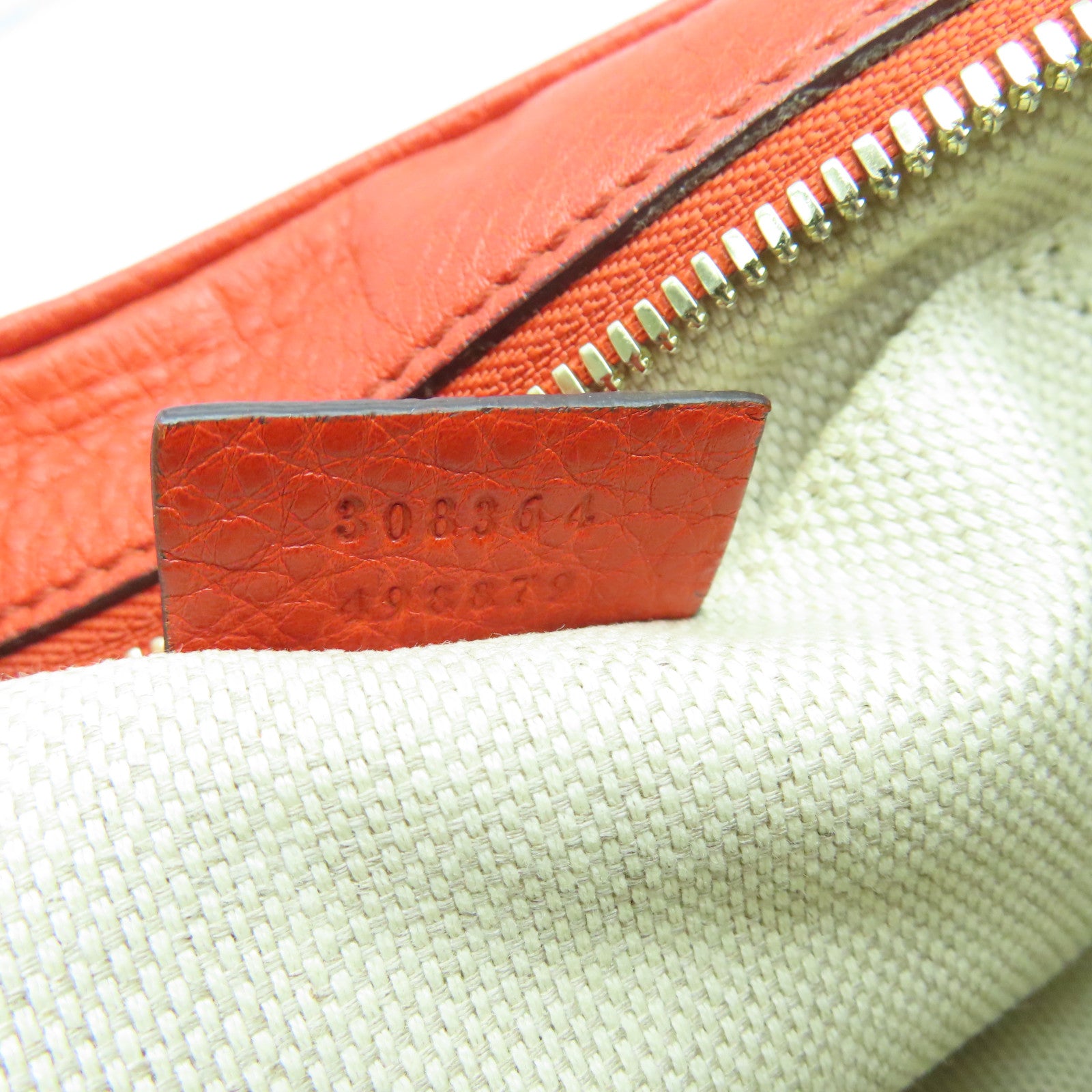 GUCCI cowhide leather Shoulder Bag gold buckle shoulder bag orange