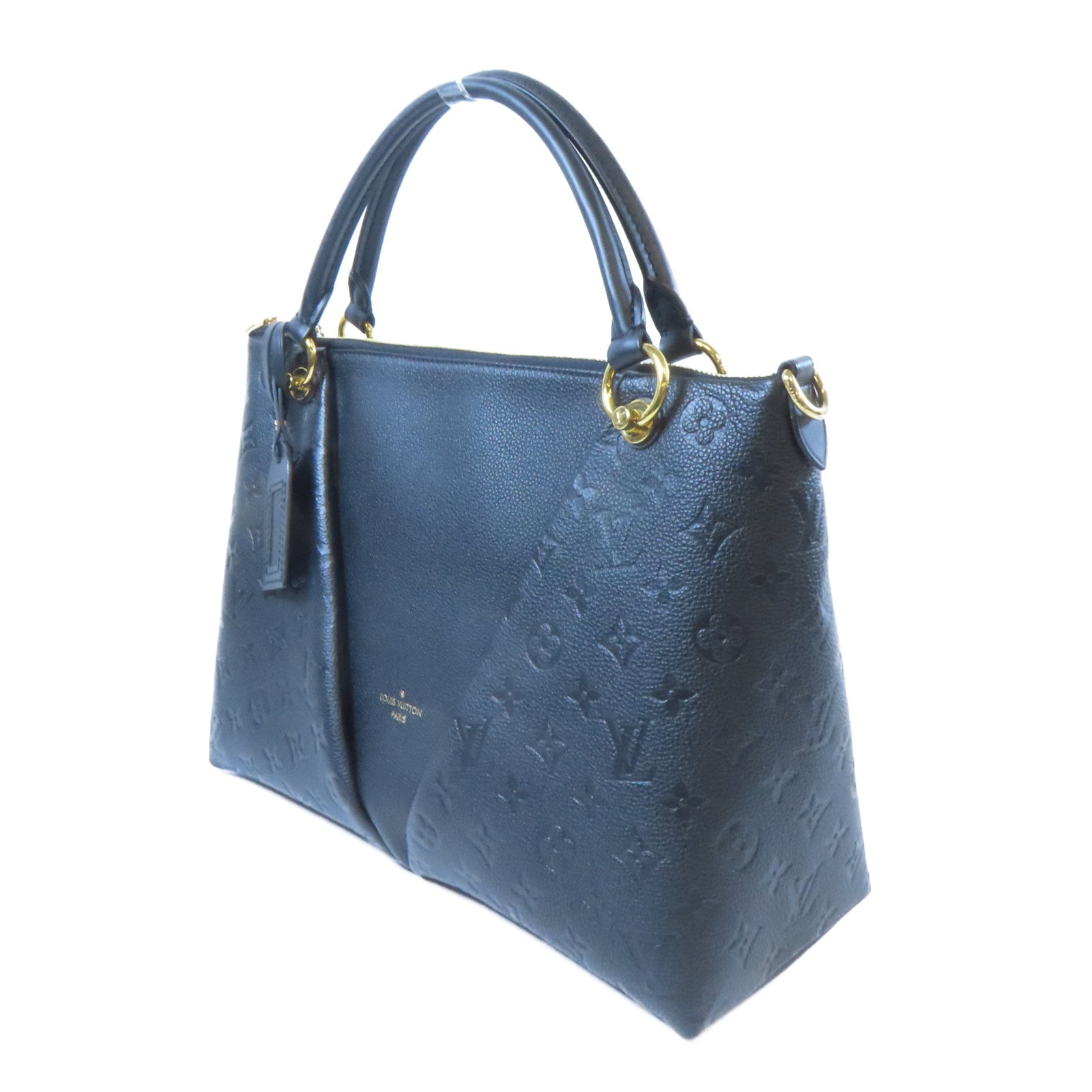 LOUIS VUITTON Monogram Empreinte V Tote MM金扣手挽肩背兩用袋黑色