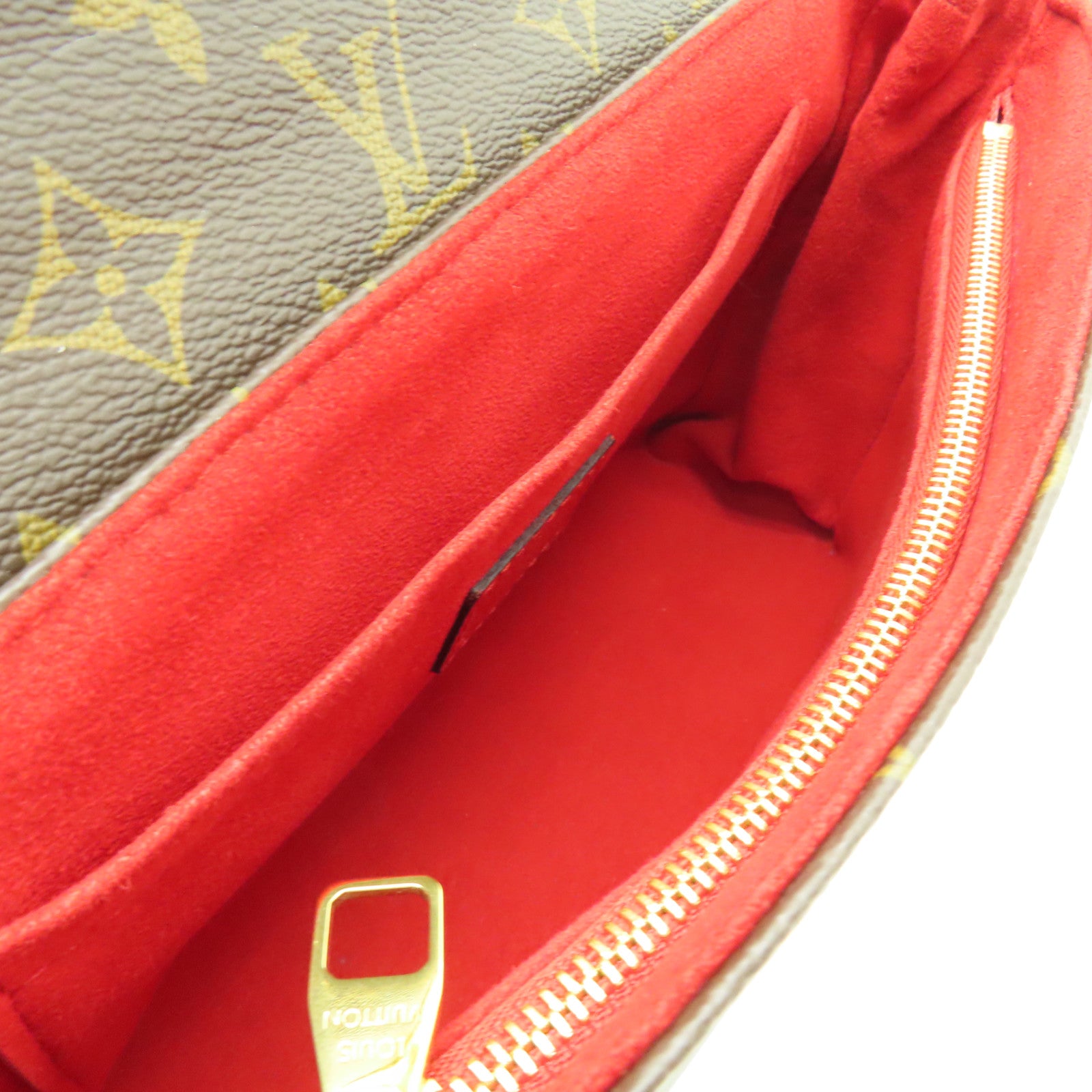LOUIS VUITTON Monogram Saint Placide金扣鏈帶肩背袋棕色/紅色