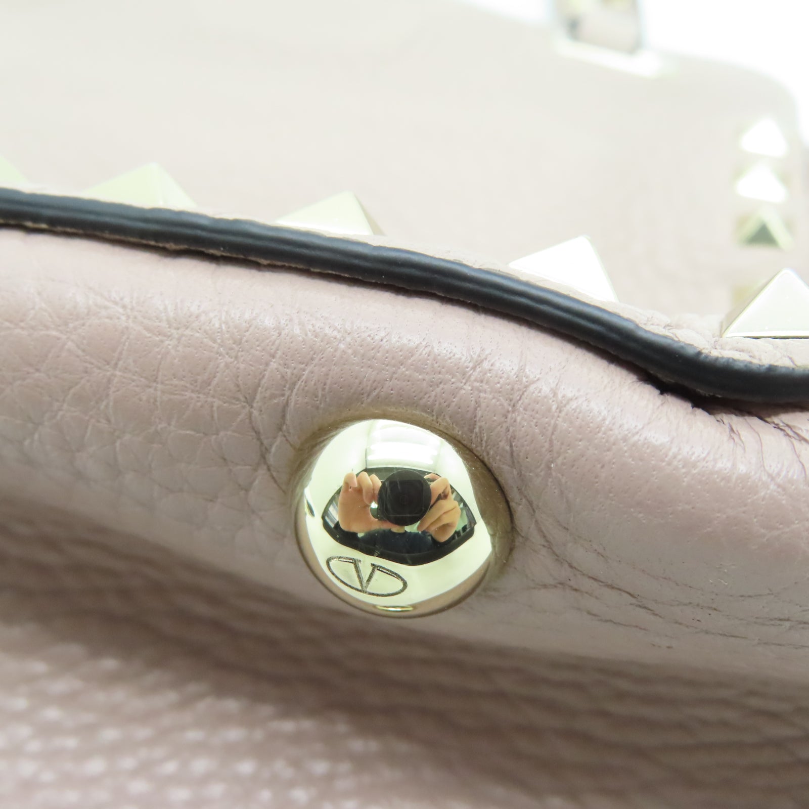 Valentino 【激減優惠】牛皮皮革Rockstud Bag金扣手挽肩背兩用袋粉紅色