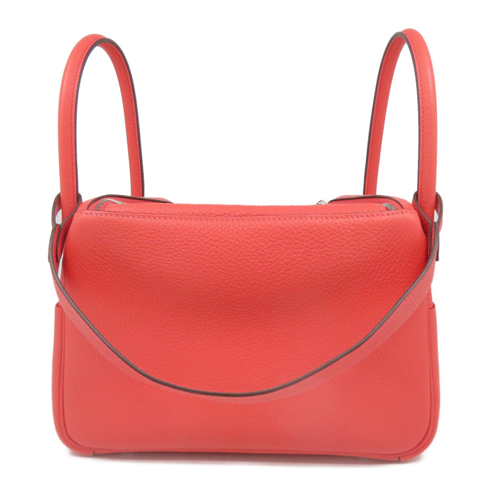 HERMES [Sharp Discount] Clemence Leather Lindy 26 Silver Buckle Hand Bag Pink