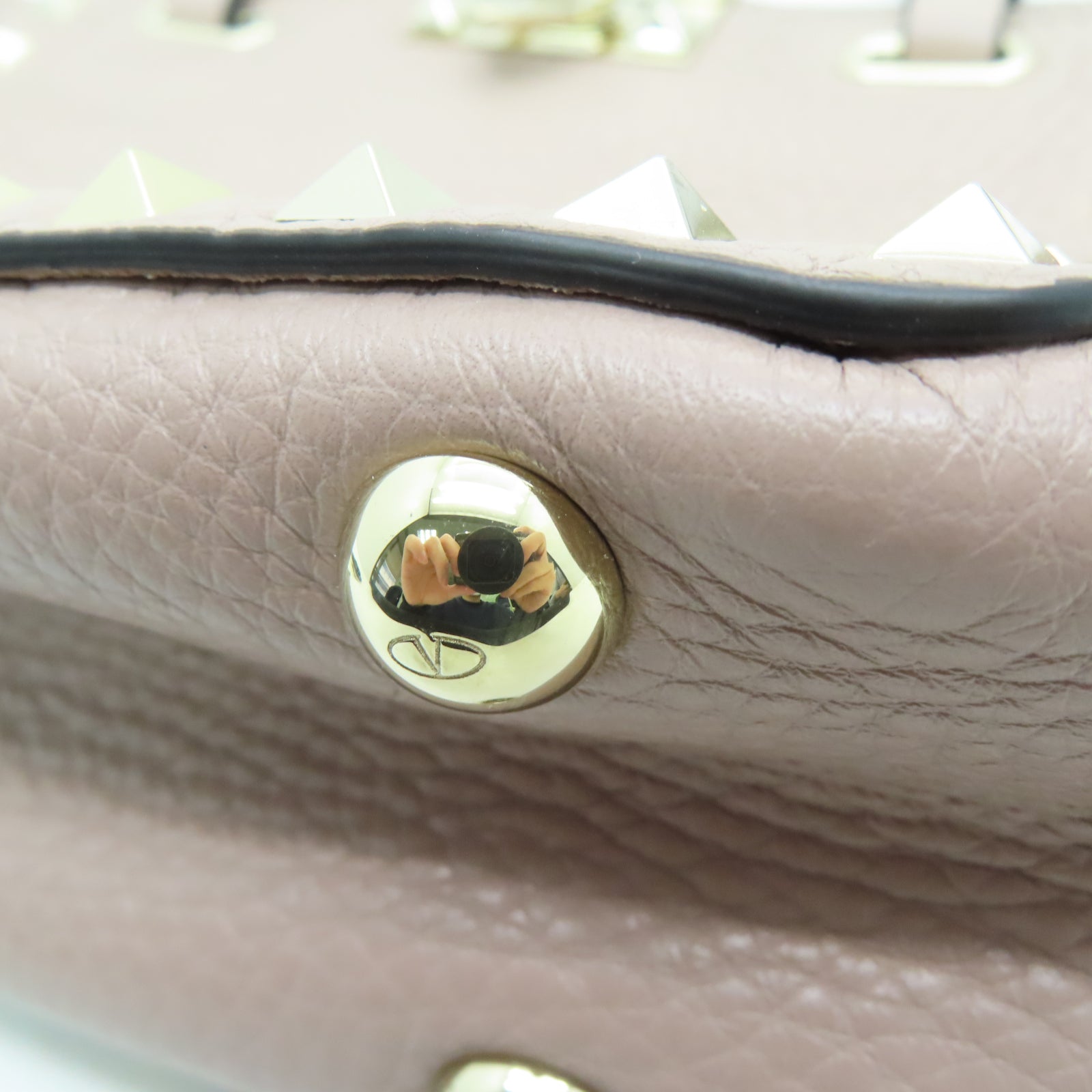 Valentino 【激減優惠】牛皮皮革Rockstud Bag金扣手挽肩背兩用袋粉紅色