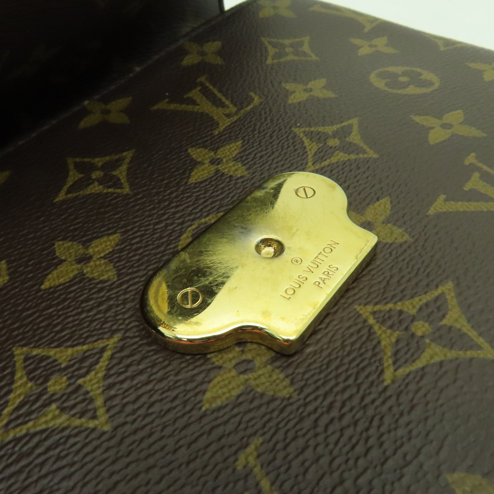 LOUIS VUITTON Monogram Saint Placide金扣鏈帶肩背袋棕色/紅色