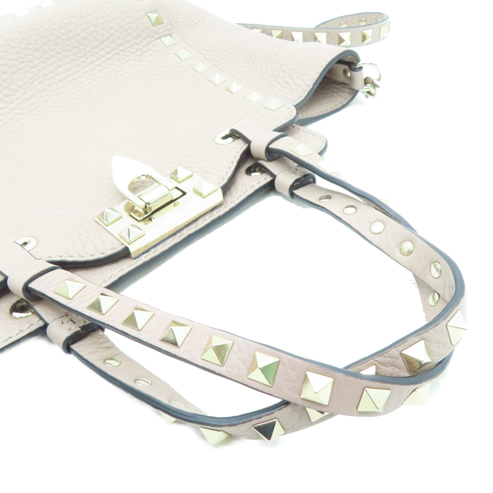 Valentino 【激減優惠】牛皮皮革Rockstud Bag金扣手挽肩背兩用袋粉紅色