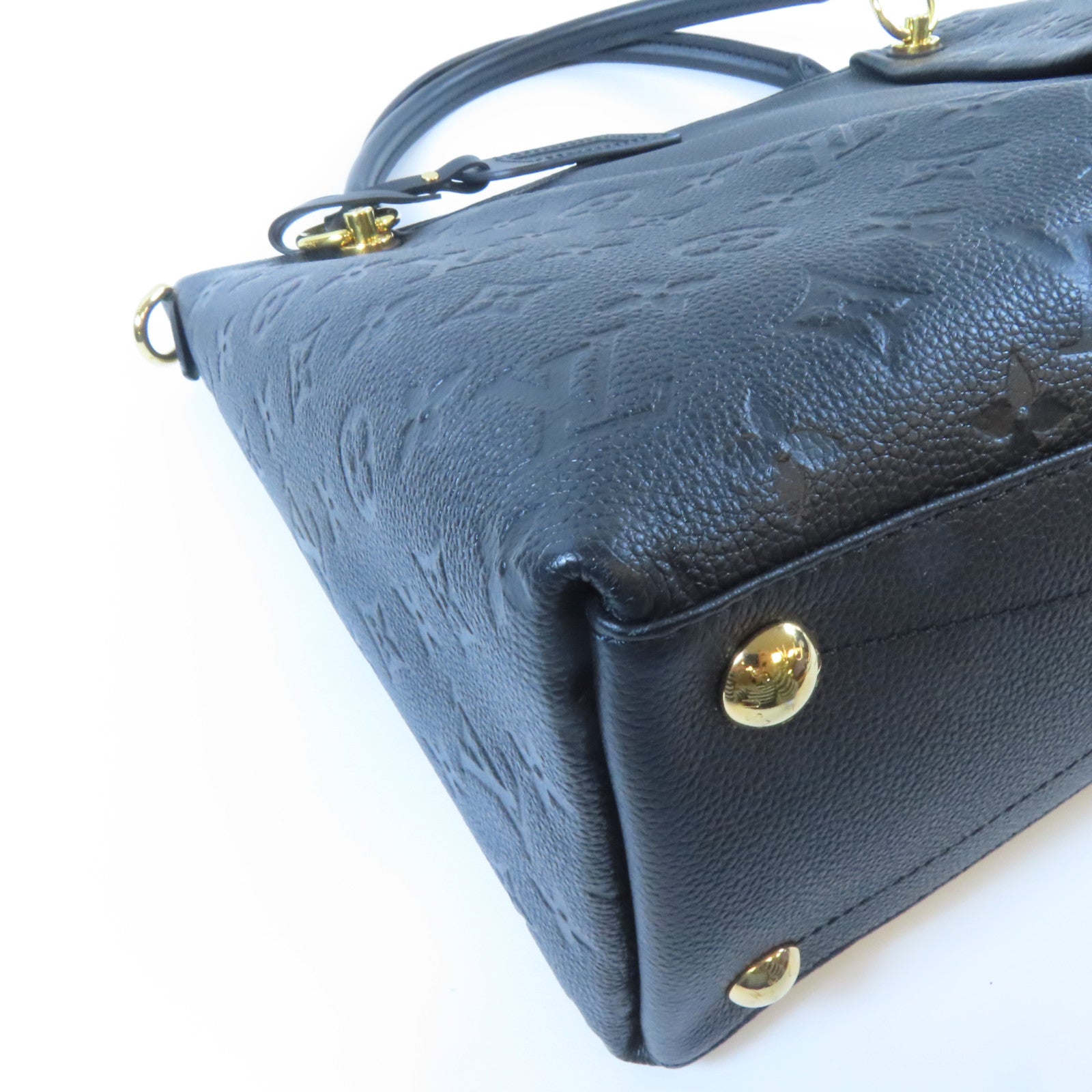 LOUIS VUITTON Monogram Empreinte V Tote MM金扣手挽肩背兩用袋黑色