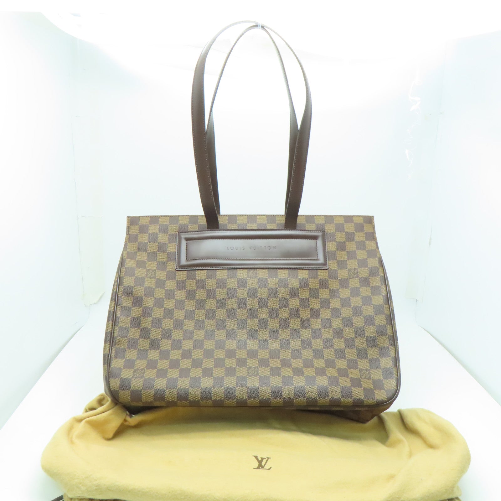 LOUIS VUITTON Damier Parioli PM金扣肩背/手挽袋啡色