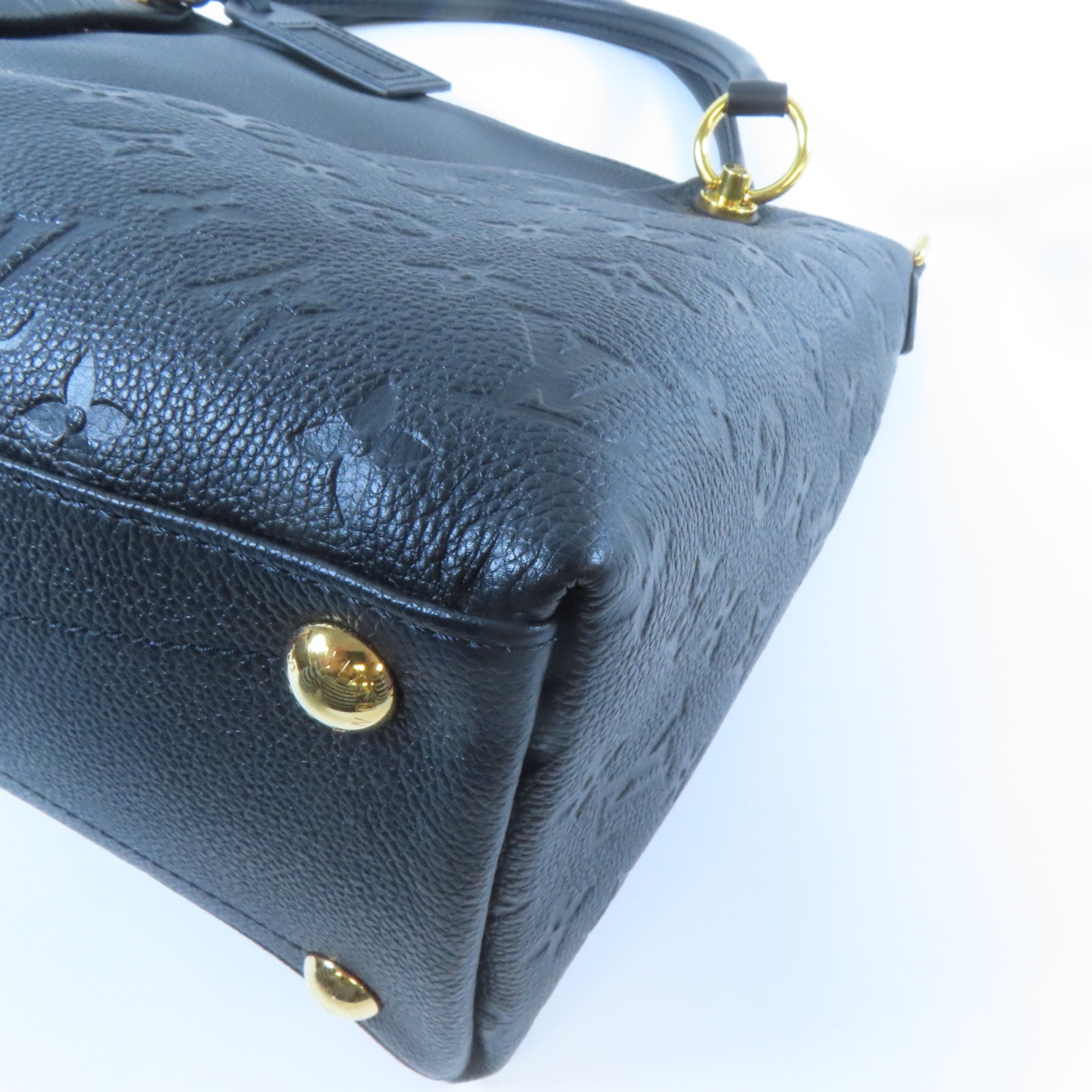 LOUIS VUITTON Monogram Empreinte V Tote MM金扣手挽肩背兩用袋黑色