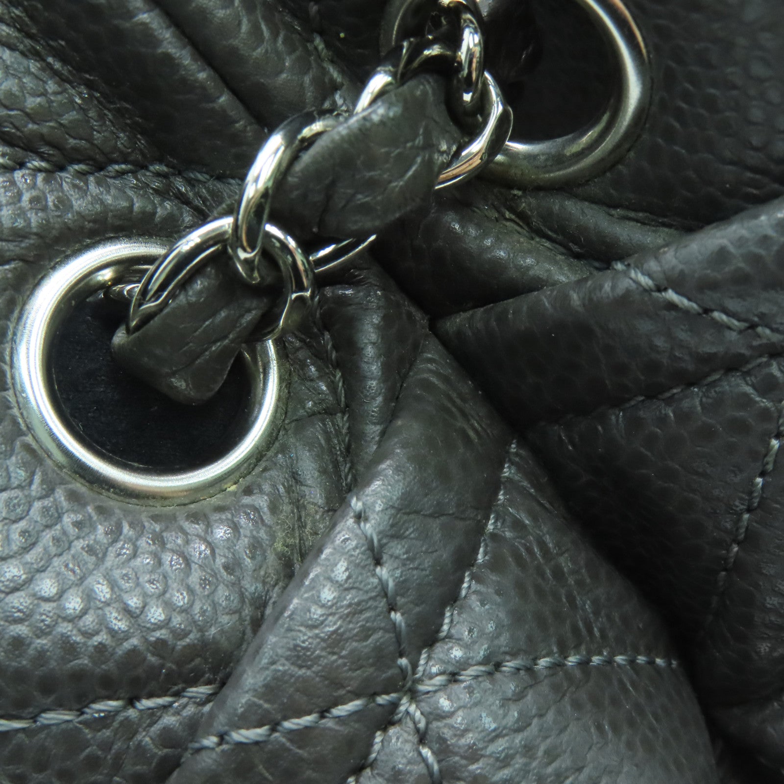 CHANEL diamond Caviar leather Chain Shoulder Bag chain silver buckle shoulder bag gray
