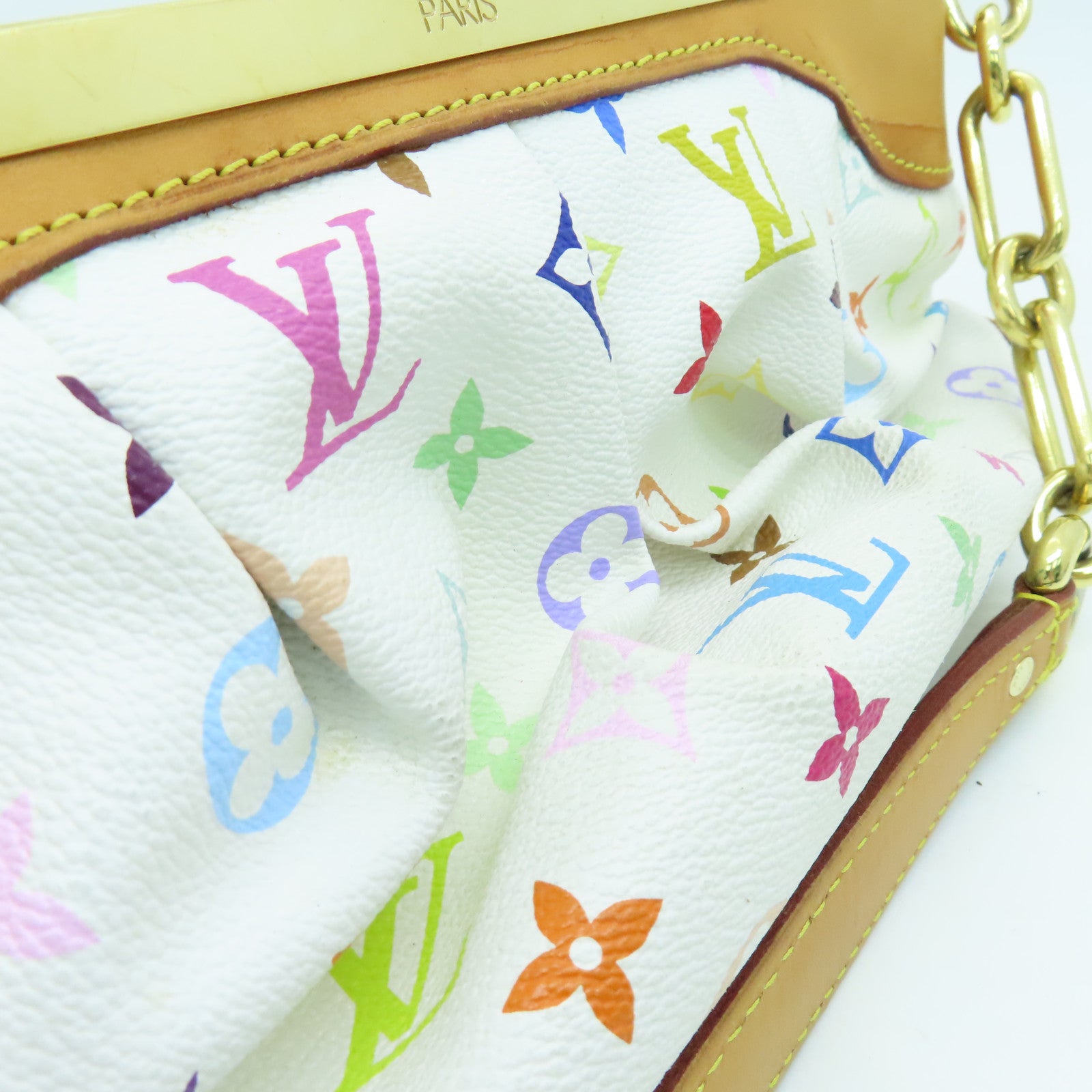 LOUIS VUITTON Monogram Multicolore Judy PM 2 way Shoulder  Bag金扣手挽肩背兩用袋白色