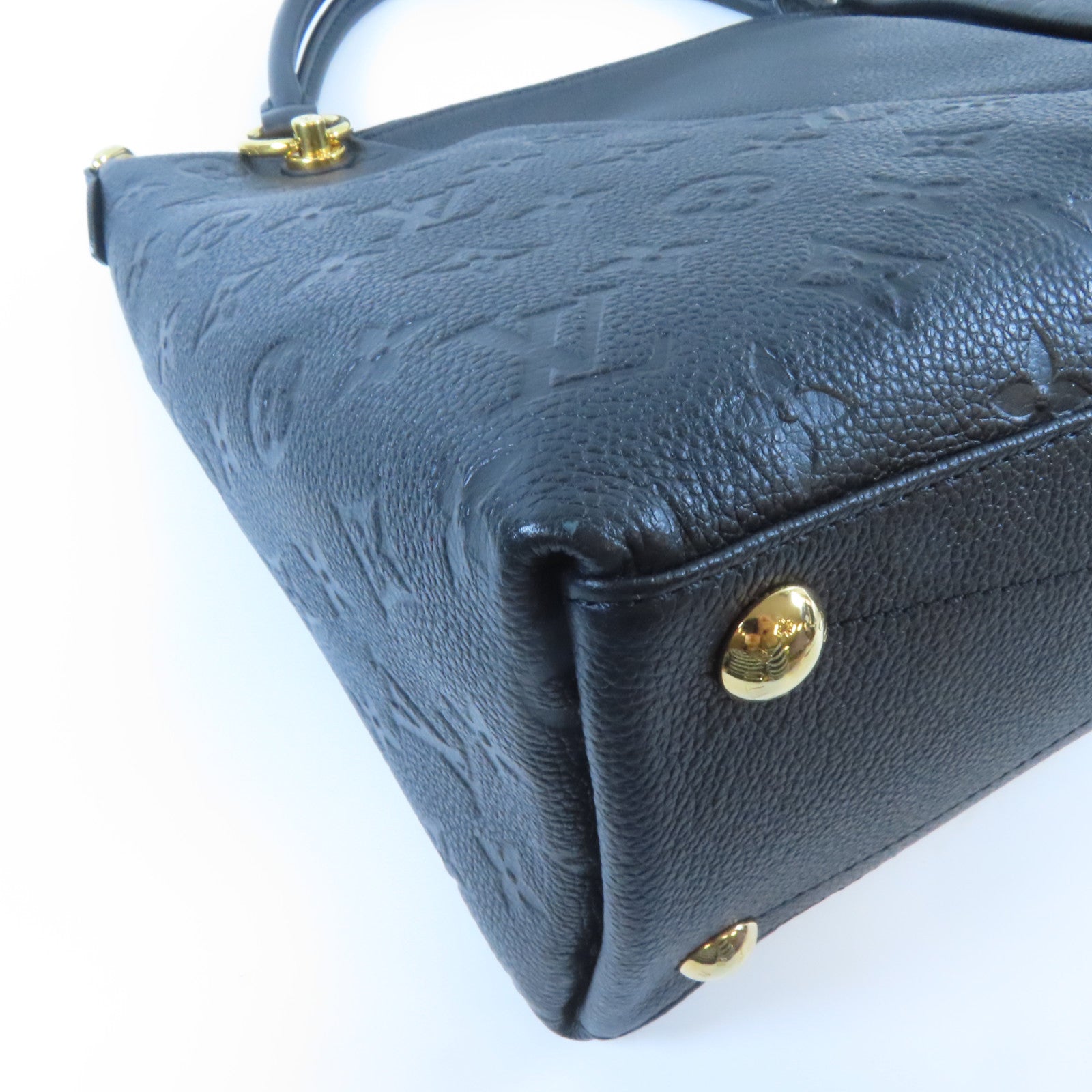 LOUIS VUITTON Monogram Empreinte V Tote MM金扣手挽肩背兩用袋黑色