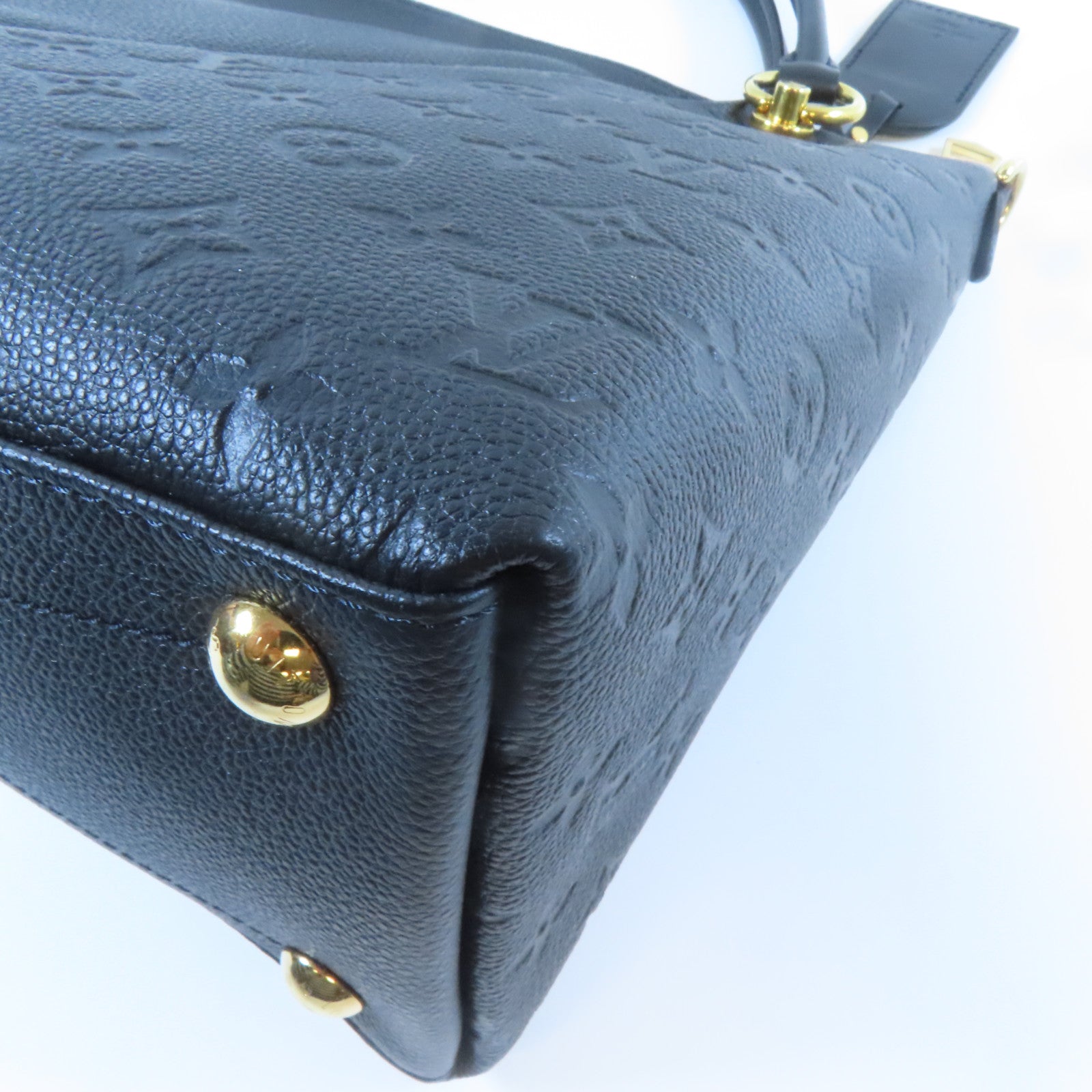 LOUIS VUITTON Monogram Empreinte V Tote MM金扣手挽肩背兩用袋黑色