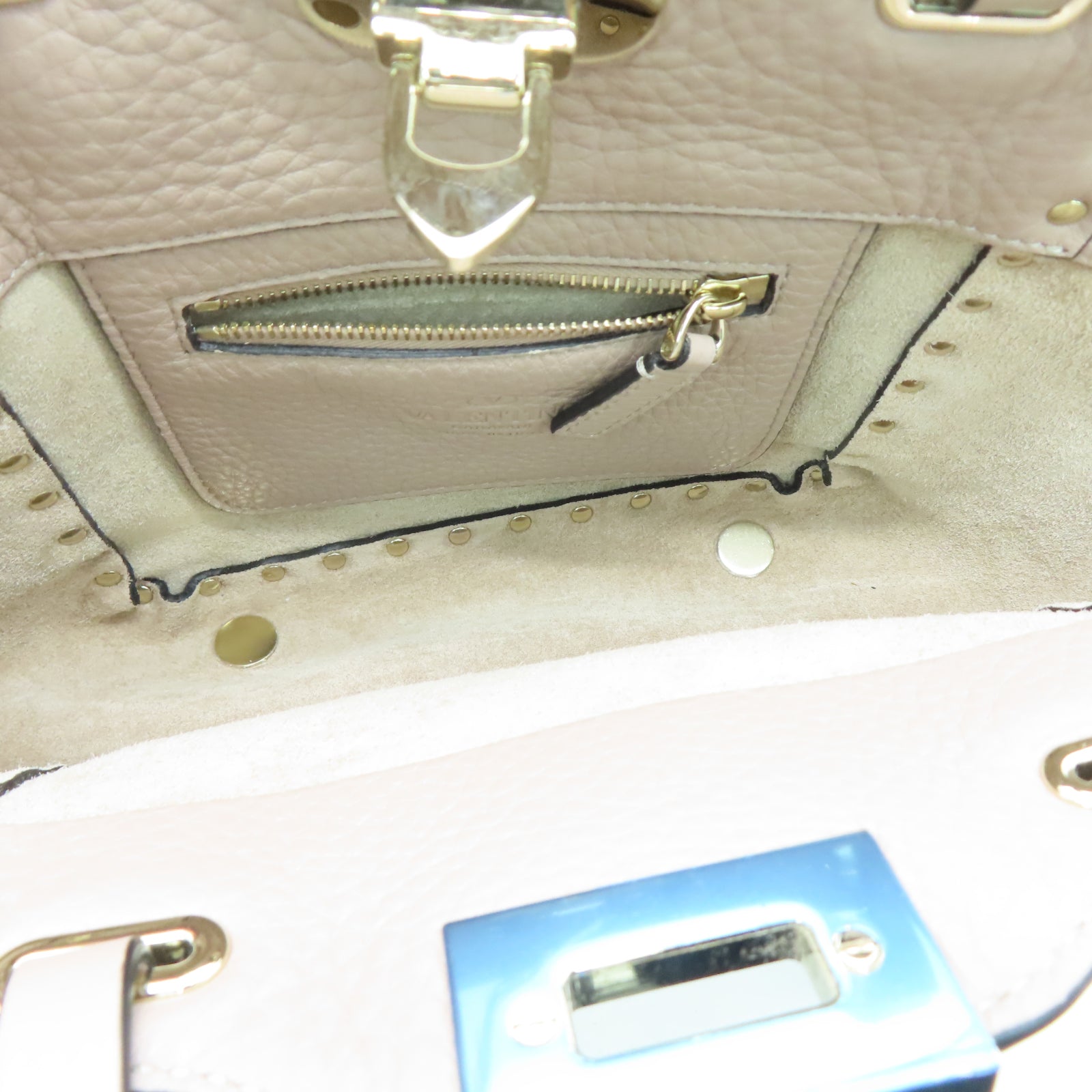 Valentino 【激減優惠】牛皮皮革Rockstud Bag金扣手挽肩背兩用袋粉紅色