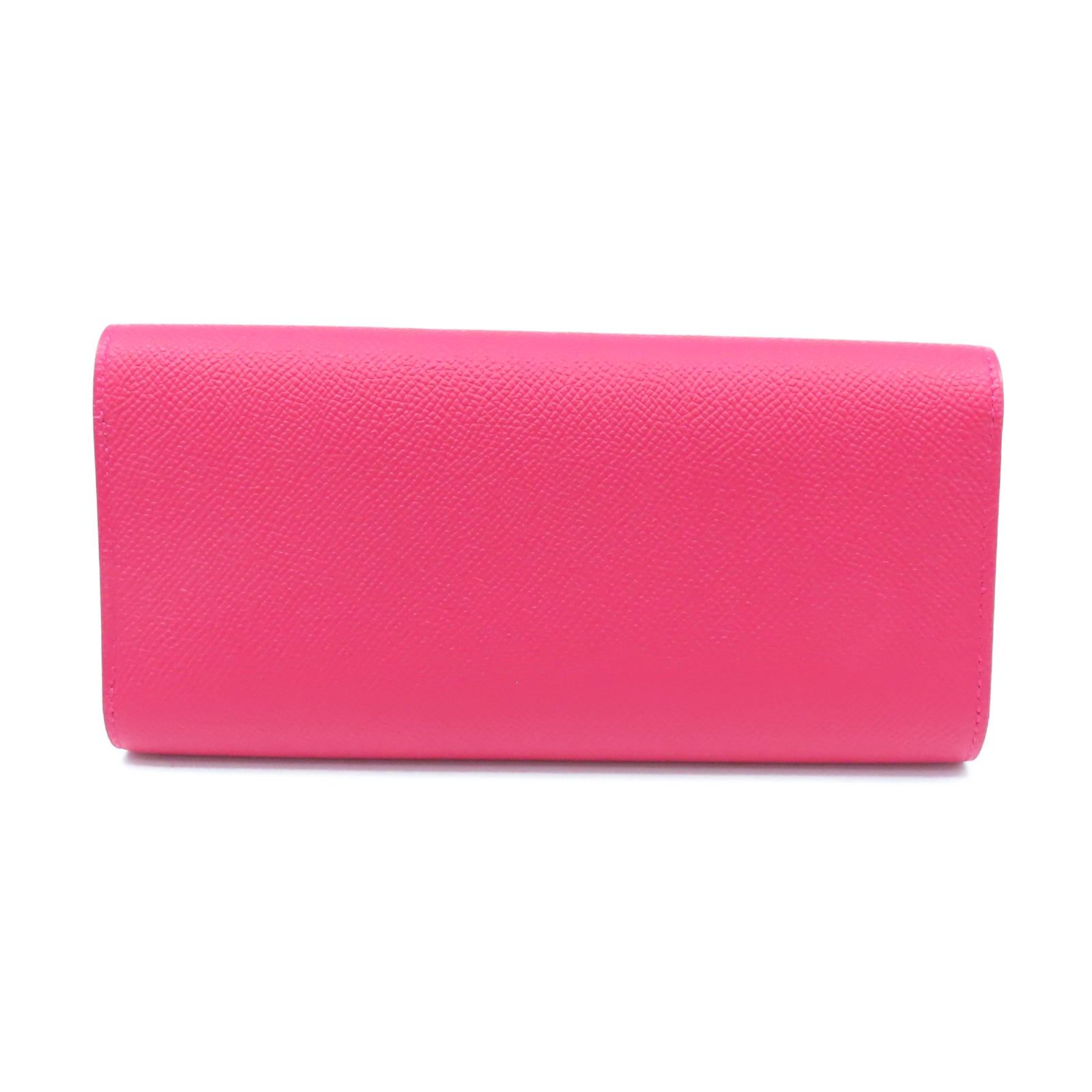 HERMES Epsom Leather Passant Long Wallet Silver Buckle Long Wallet Extreme Pink