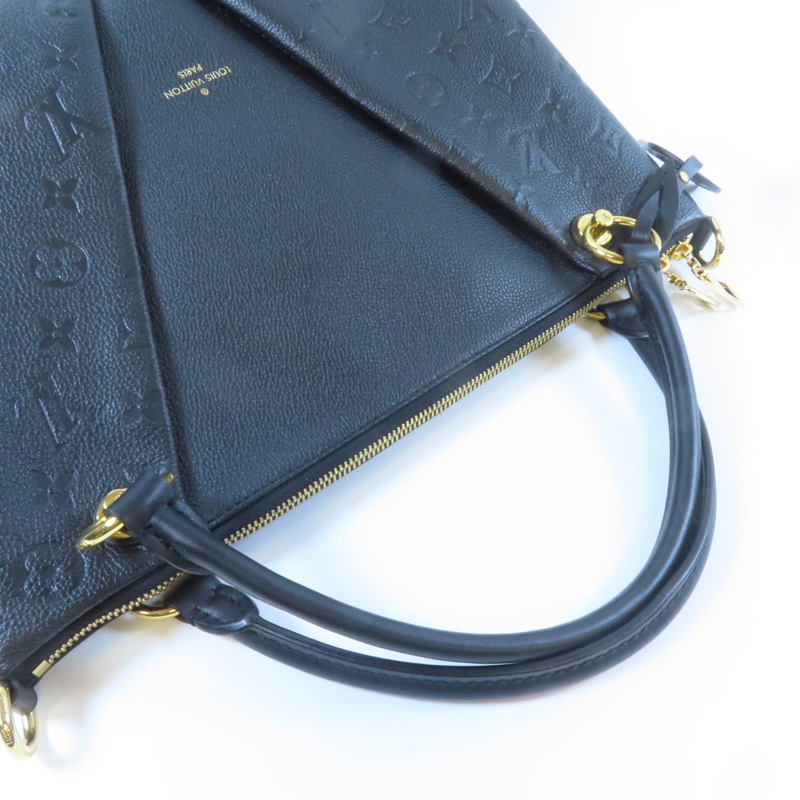 LOUIS VUITTON Monogram Empreinte V Tote MM金扣手挽肩背兩用袋黑色