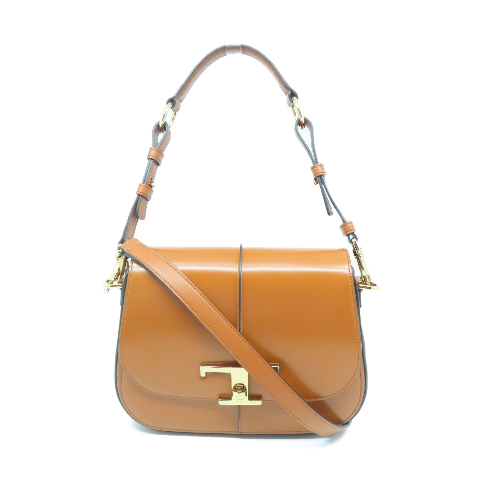 TOD’S 牛皮皮革Shoulder Bag金扣手挽肩背兩用袋棕色