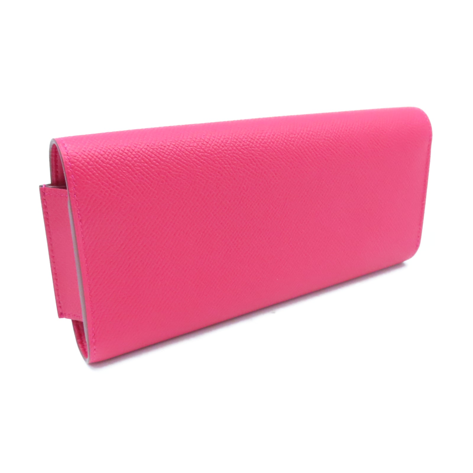 HERMES Epsom Leather Passant Long Wallet Silver Buckle Long Wallet Extreme Pink