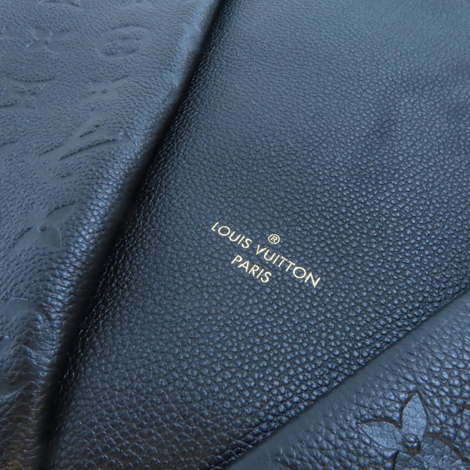 LOUIS VUITTON Monogram Empreinte V Tote MM金扣手挽肩背兩用袋黑色