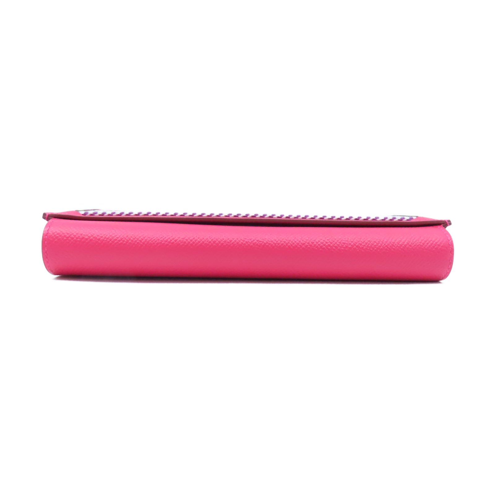 HERMES Epsom Leather Passant Long Wallet Silver Buckle Long Wallet Extreme Pink