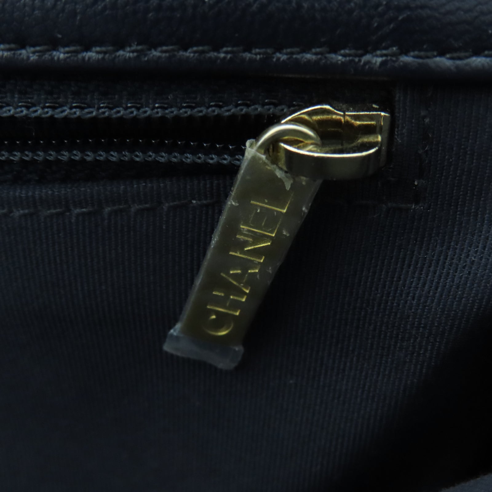 CHANEL 菱格羊皮皮革Shoulder Bag金扣/銀扣鏈帶肩背袋深藍色