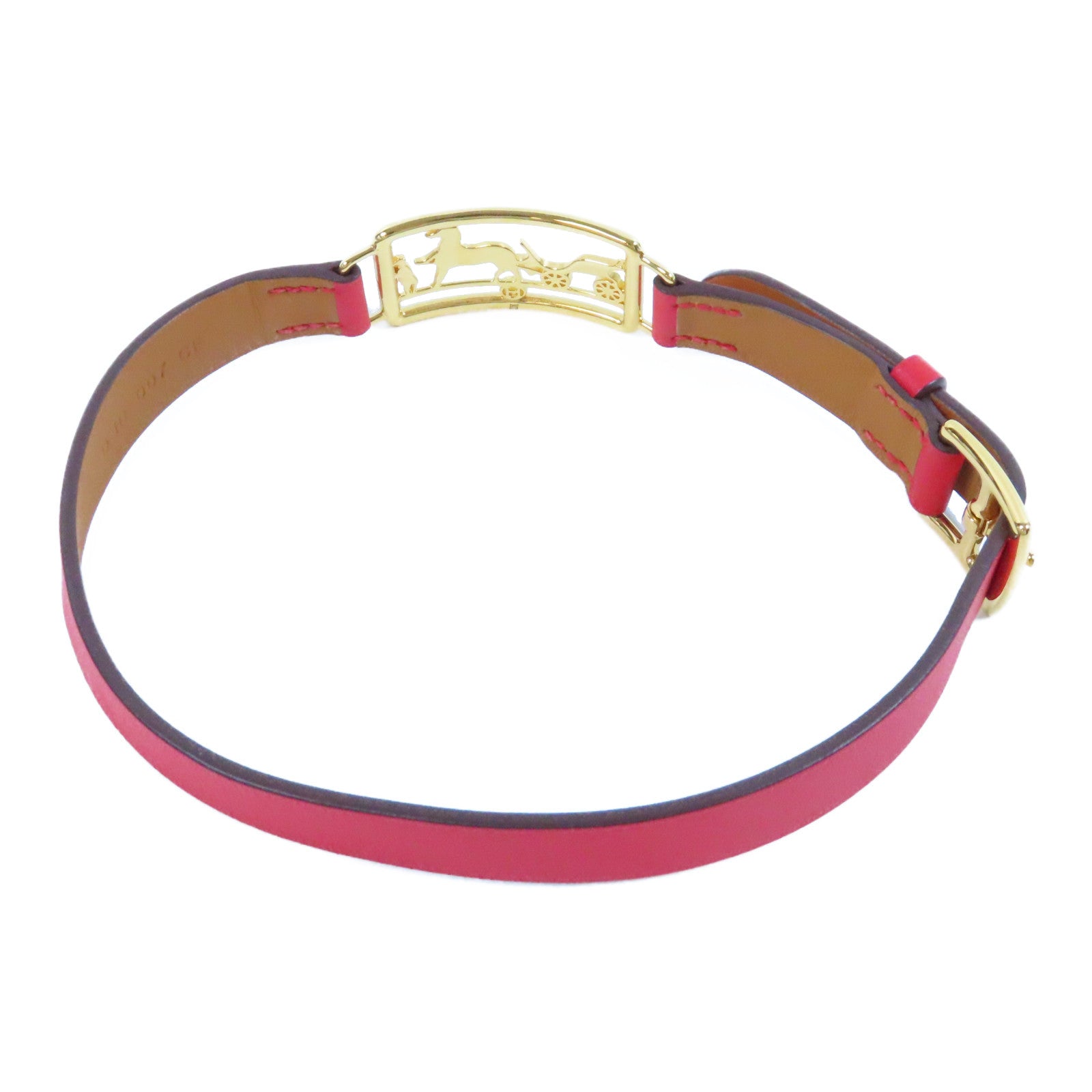 HERMES Swift皮革Choker金扣項圈紅色