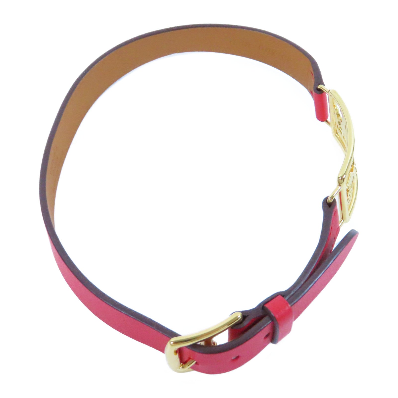 HERMES Swift皮革Choker金扣項圈紅色