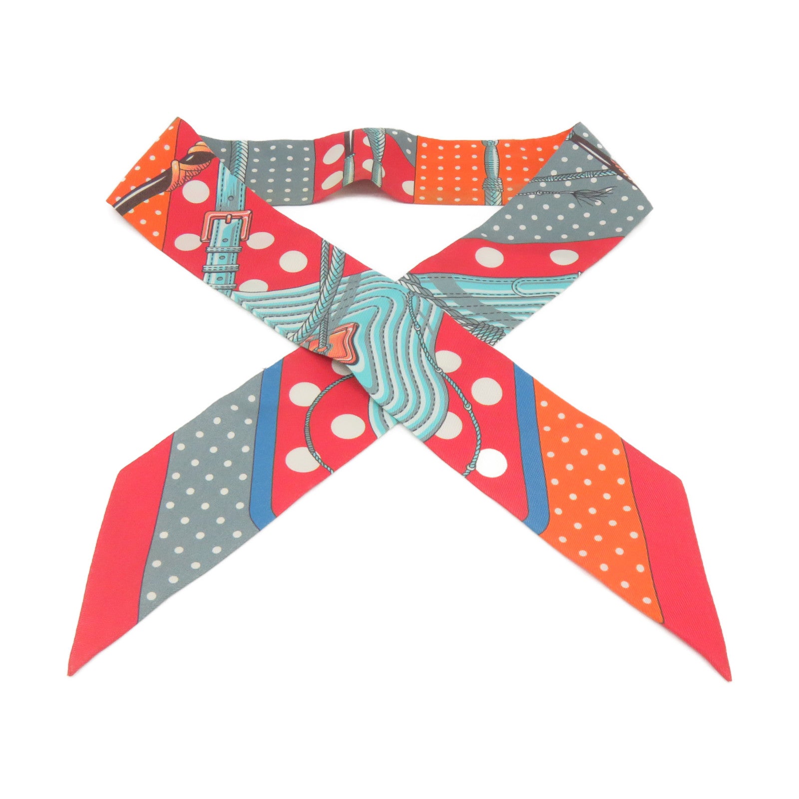 HERMES 【激減優惠】絲質Twilly Scarf絲巾紅色/橙色/彩色