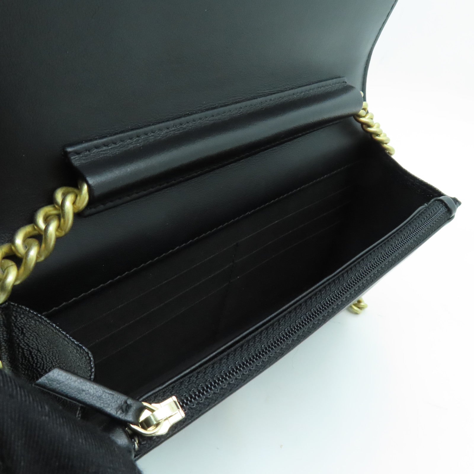 CHANEL 菱格Caviar皮革Boy Wallet On Chain金扣鏈帶肩背袋黑色