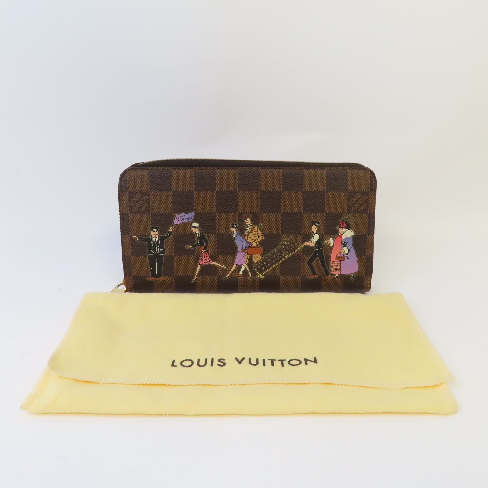 LOUIS VUITTON Damier Long Zipper Illustre Wallet 金扣長錢包啡色