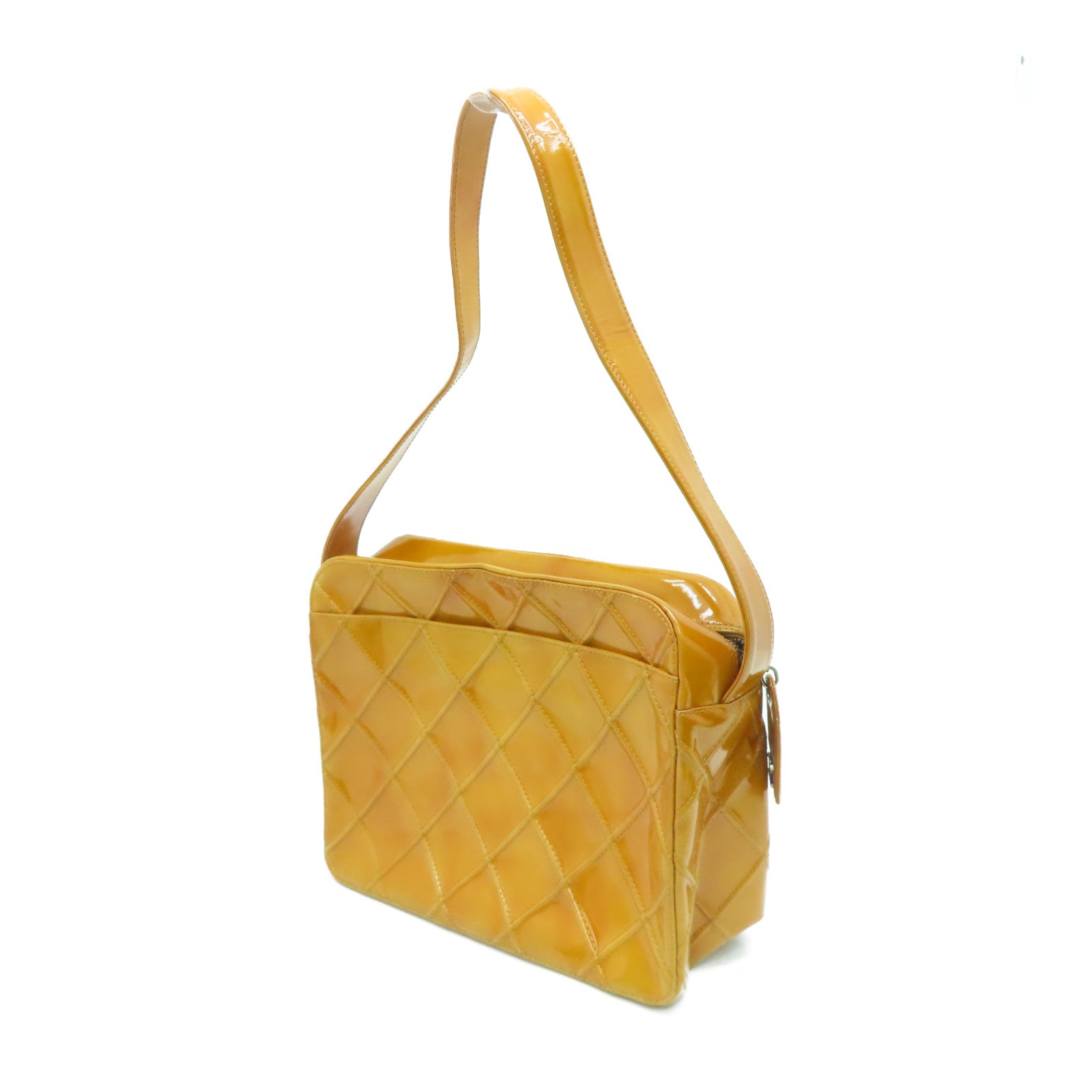 CHANEL 【激减优惠】菱格漆皮皮革Vintage Handbag手提袋黄色
