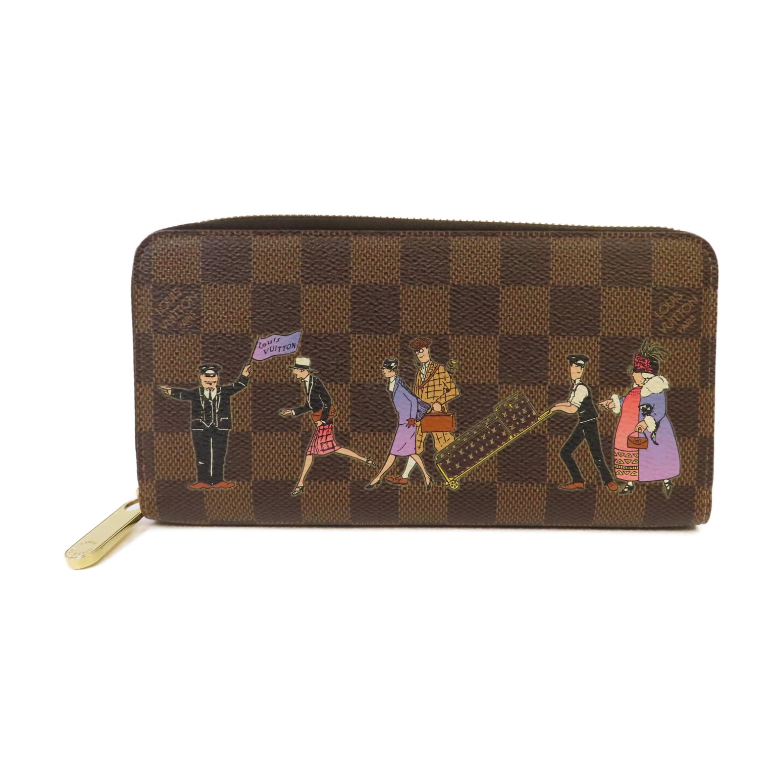 LOUIS VUITTON Damier Long Zipper Illustre Wallet 金扣長錢包啡色
