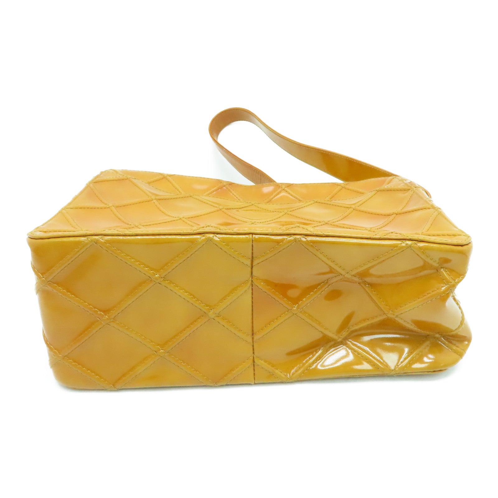 CHANEL 【激减优惠】菱格漆皮皮革Vintage Handbag手提袋黄色