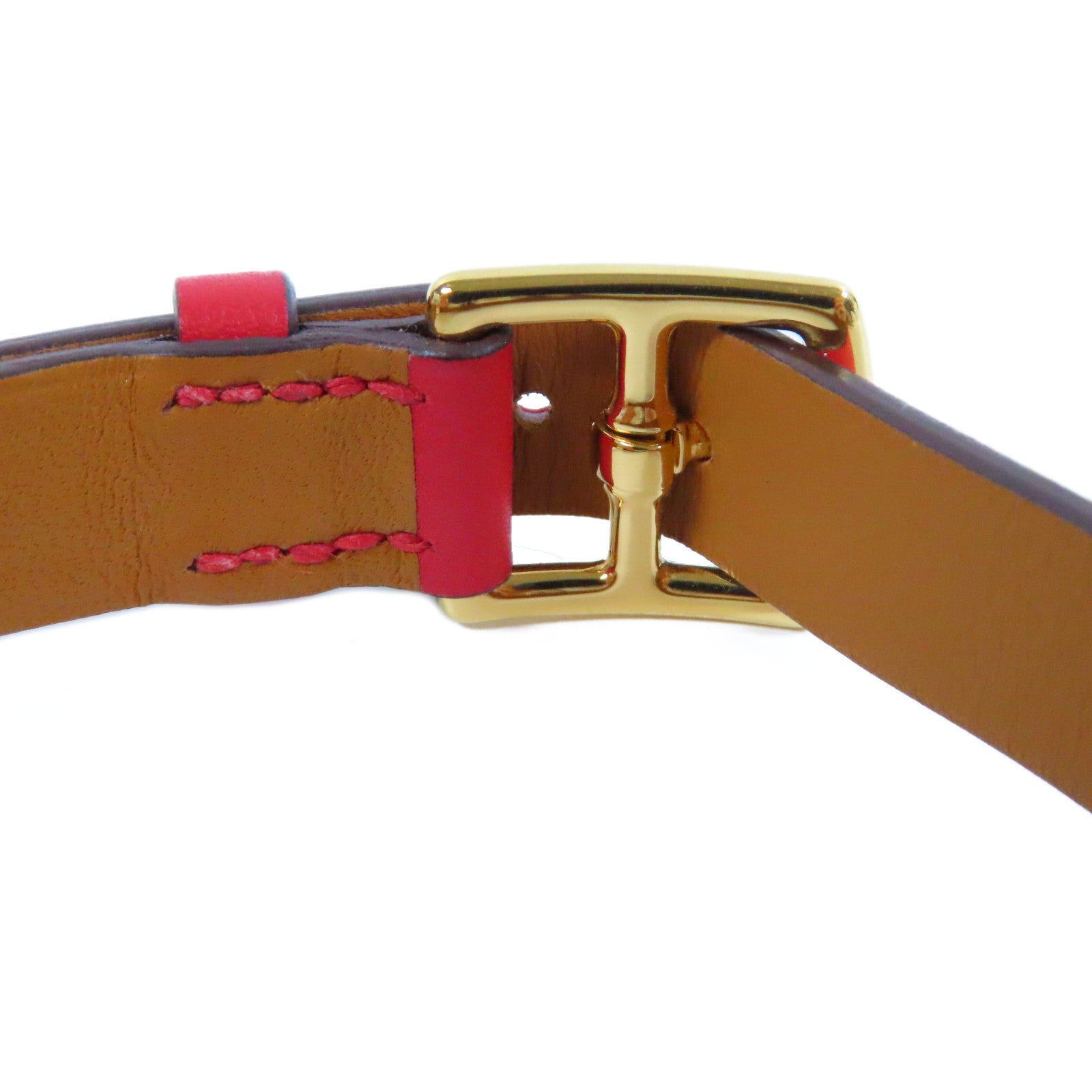 HERMES Swift皮革Choker金扣項圈紅色
