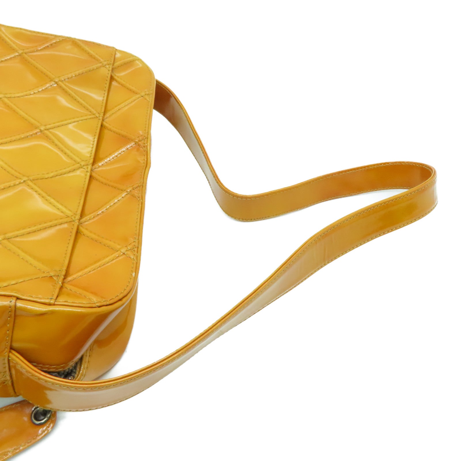 CHANEL 【激减优惠】菱格漆皮皮革Vintage Handbag手提袋黄色