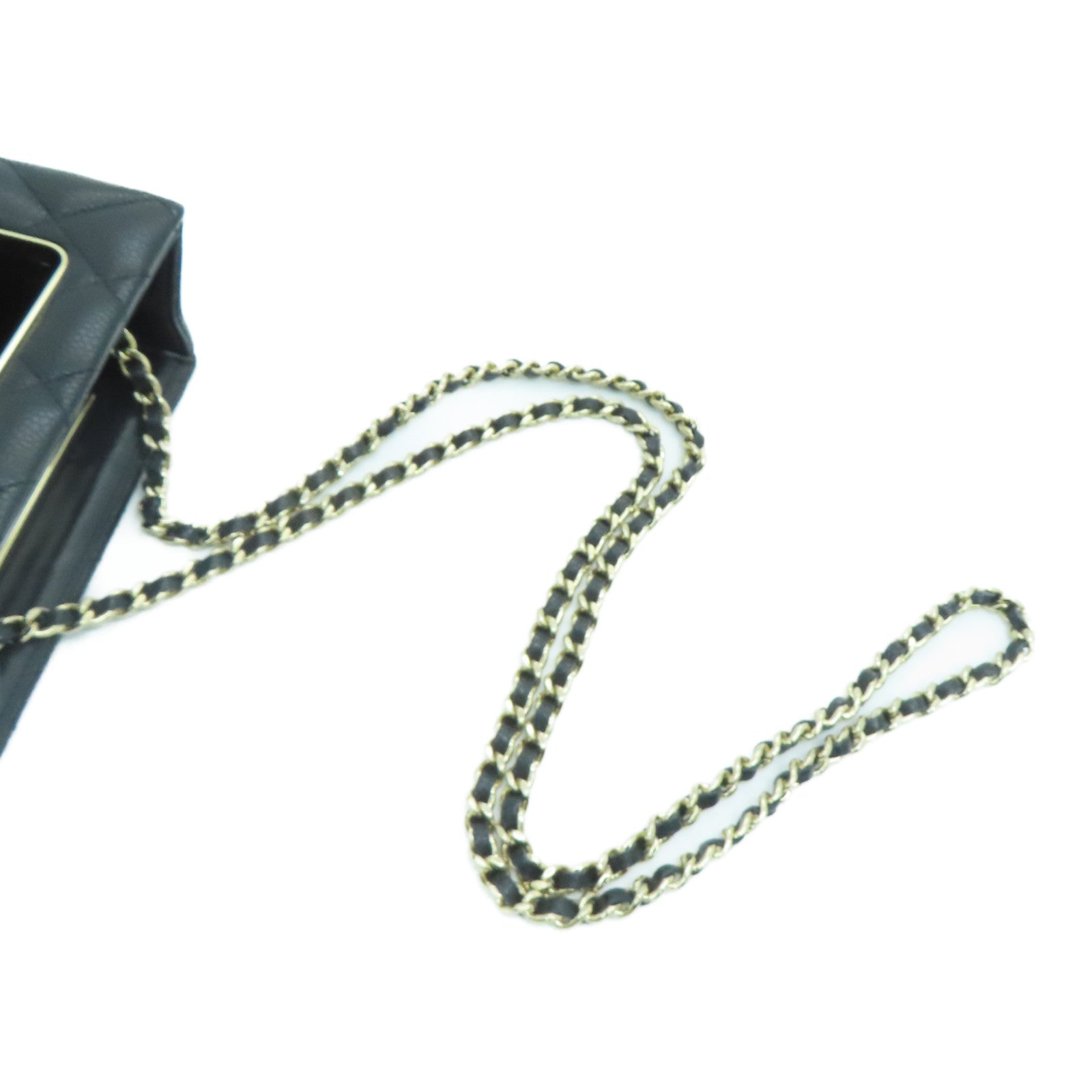 CHANEL Rhombus Caviar Leather Chain Shoulder Bag Chain Gold Buckle Shoulder Bag Black