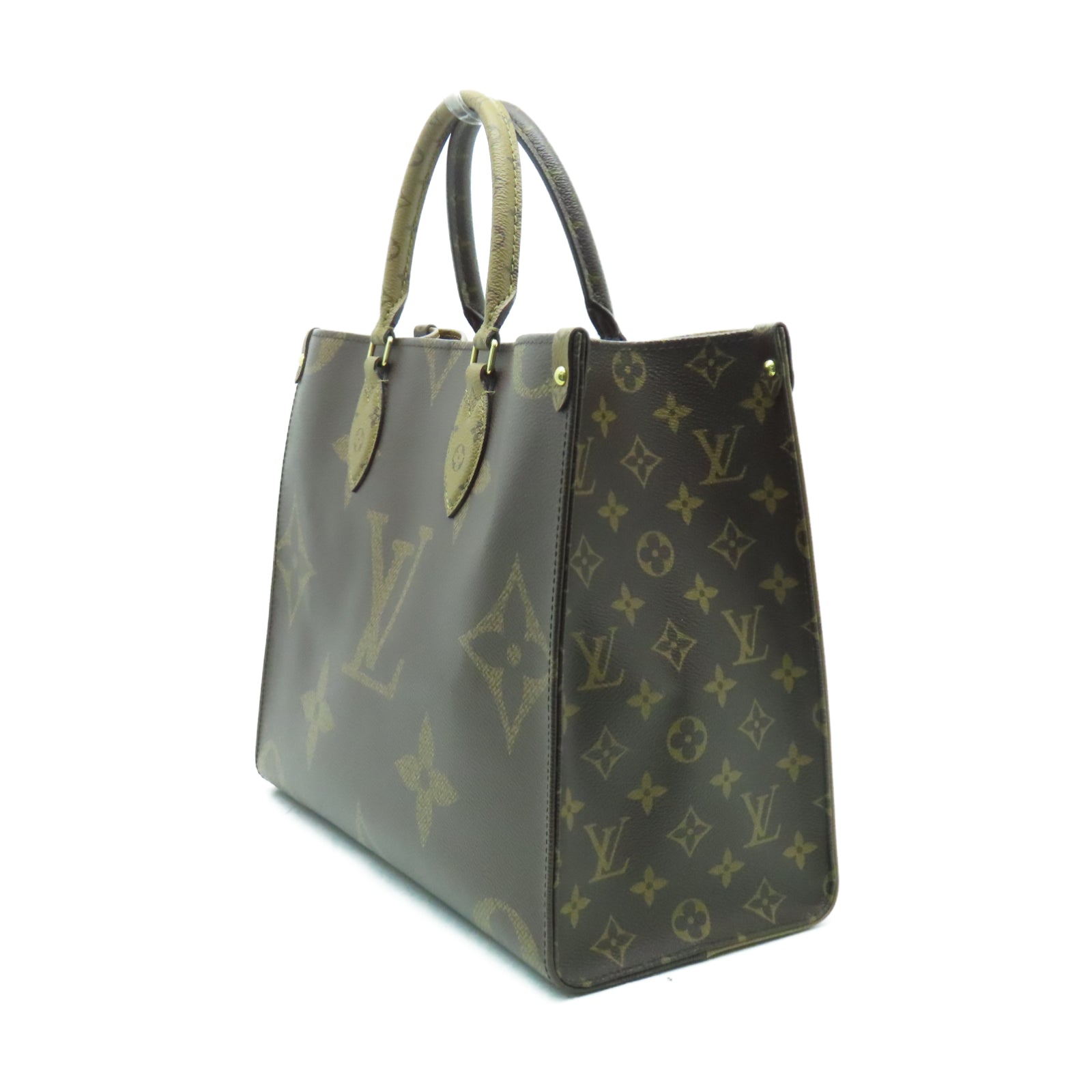 LOUIS VUITTON Monogram Giant OnTheGo MM金扣手挽肩背兩用袋啡色