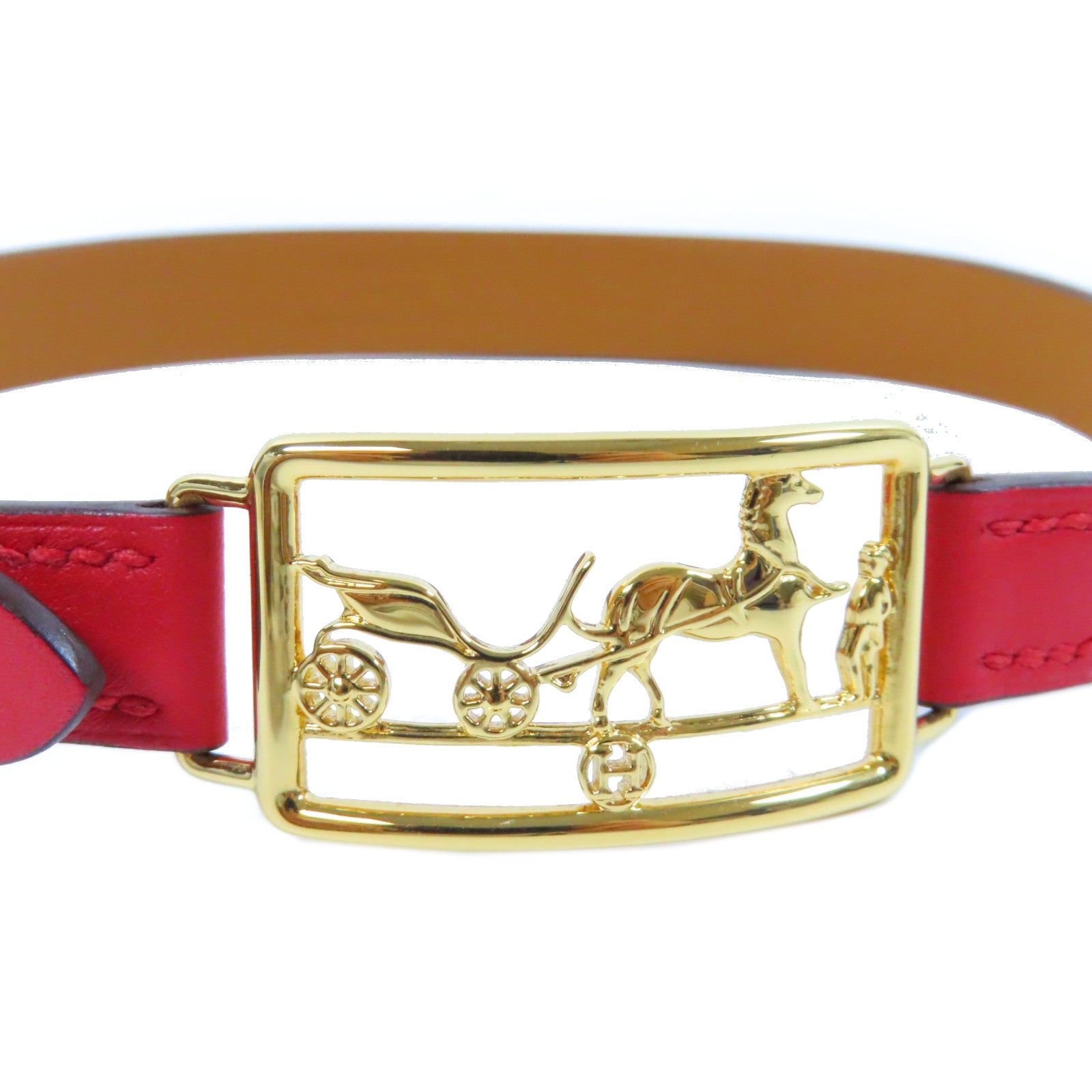 HERMES Swift皮革Choker金扣項圈紅色