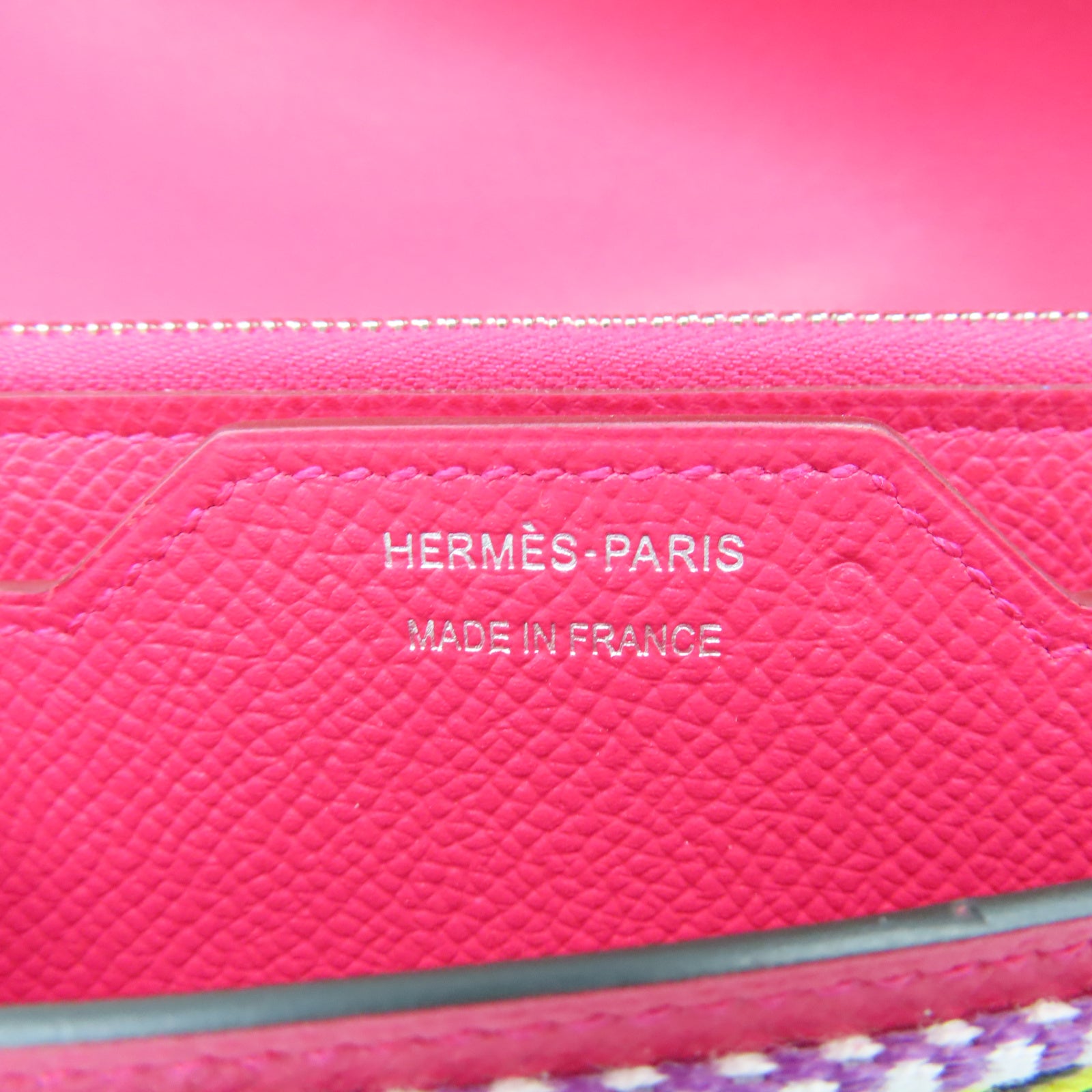 HERMES Epsom Leather Passant Long Wallet Silver Buckle Long Wallet Extreme Pink