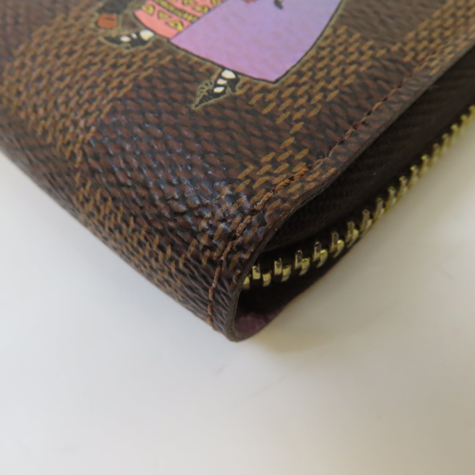 LOUIS VUITTON Damier Long Zipper Illustre Wallet 金扣長錢包啡色