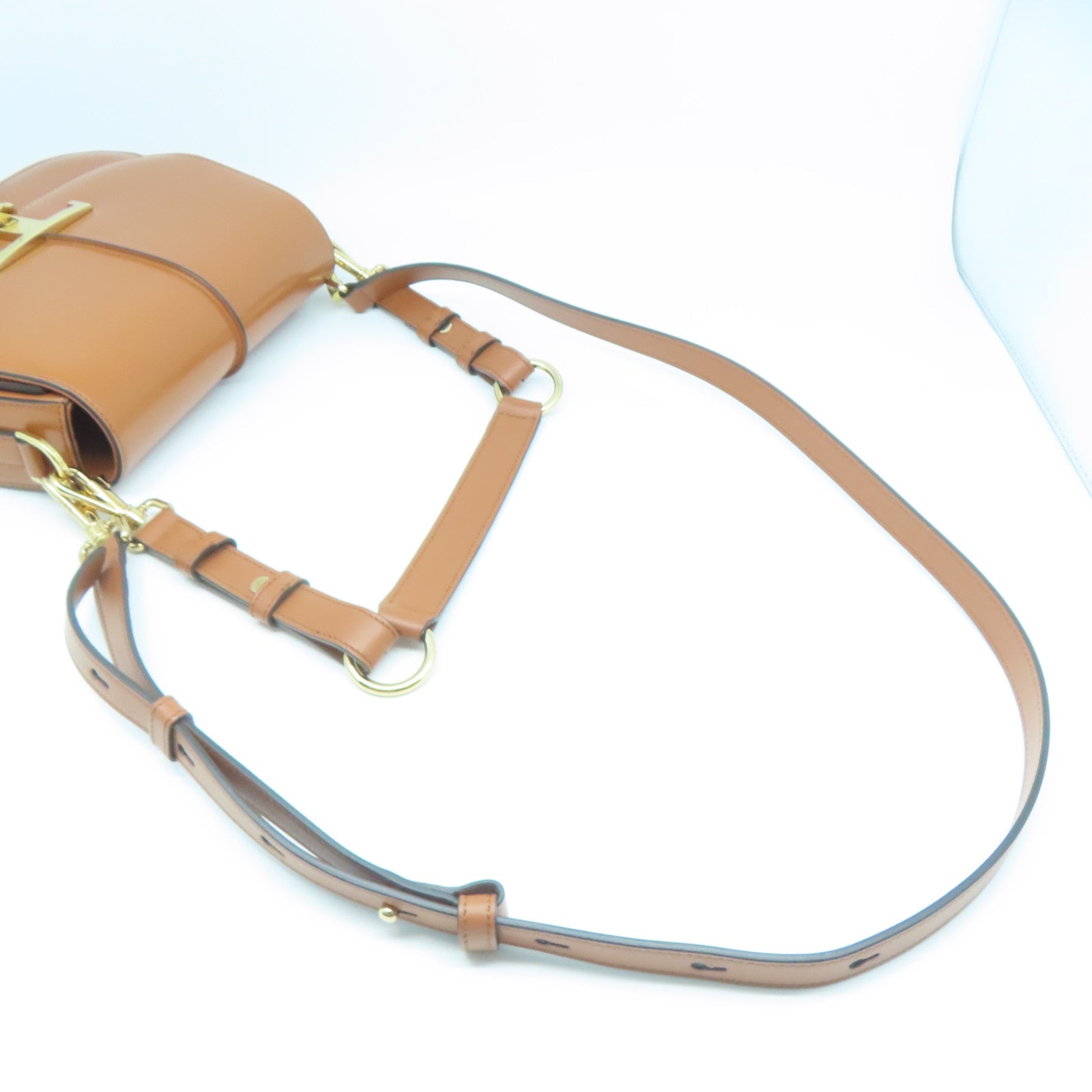 TOD’S 牛皮皮革Shoulder Bag金扣手挽肩背兩用袋棕色