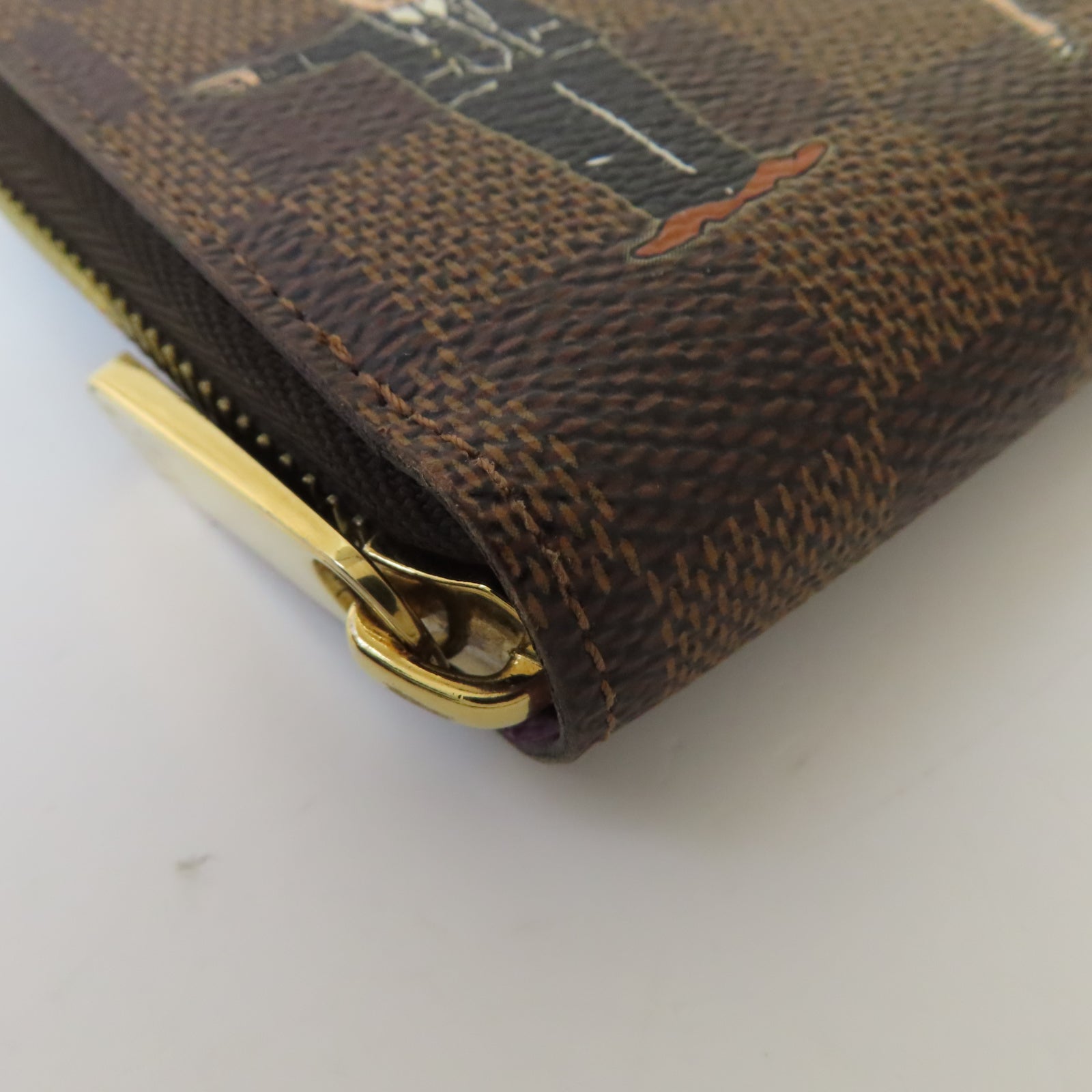 LOUIS VUITTON Damier Long Zipper Illustre Wallet 金扣長錢包啡色