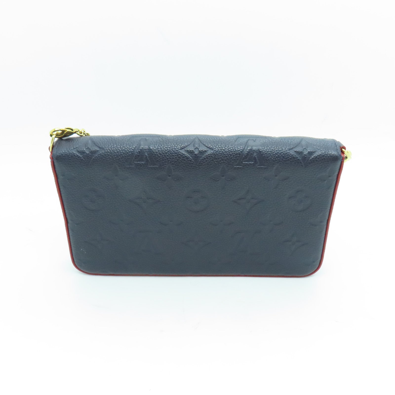 LOUIS VUITTON Monogram Empreinte Pochette Felicie金扣鏈帶肩背袋深藍色