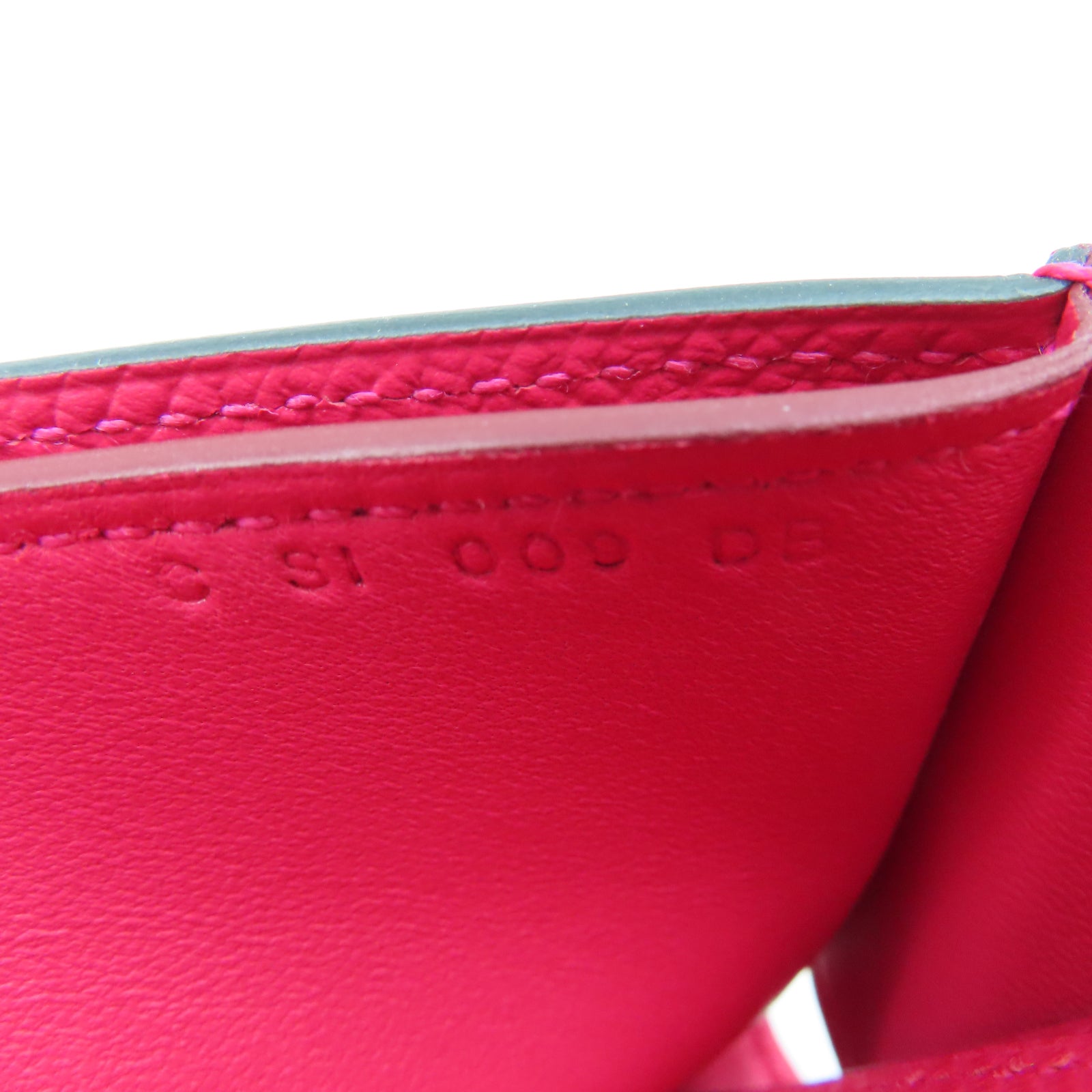 HERMES Epsom Leather Passant Long Wallet Silver Buckle Long Wallet Extreme Pink