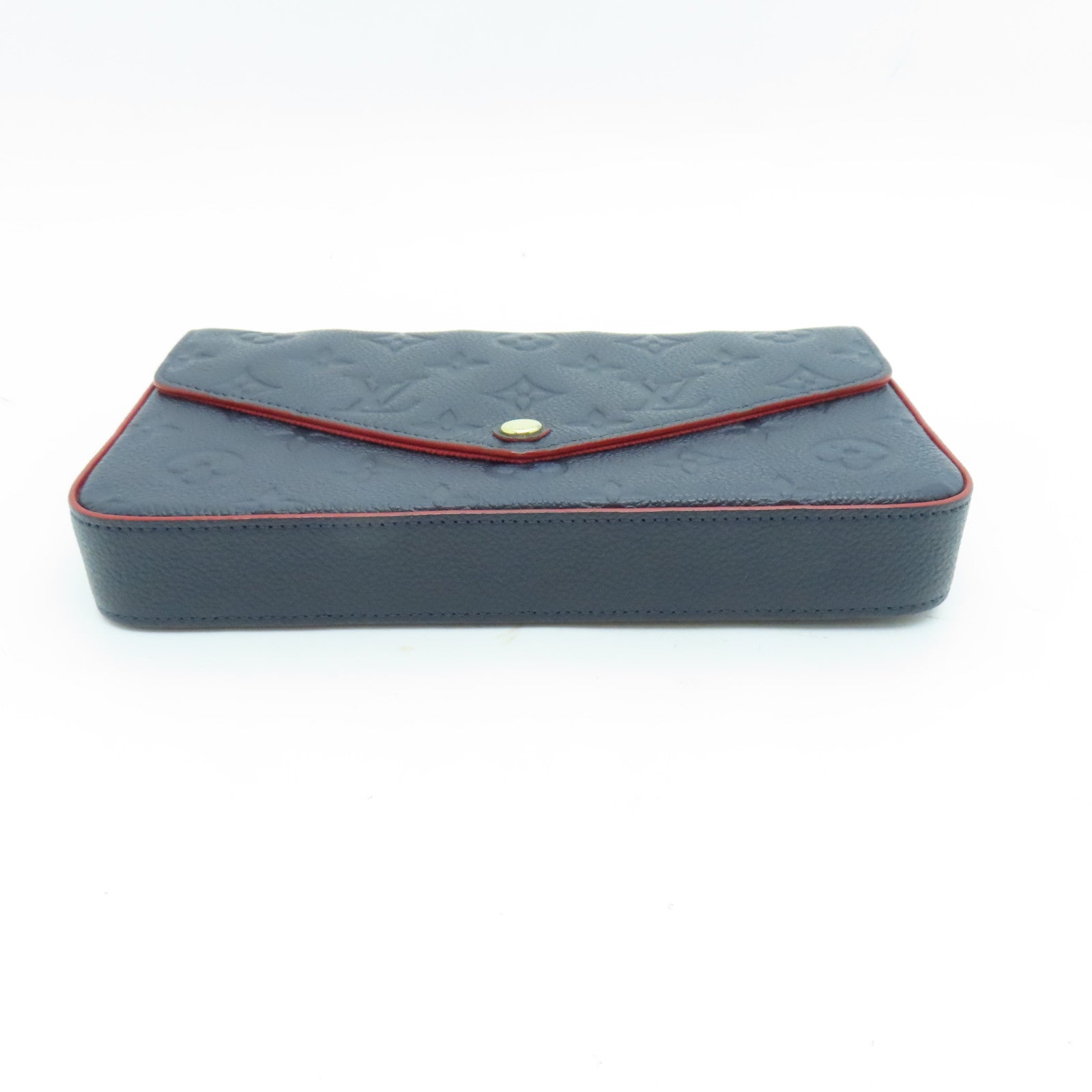 LOUIS VUITTON Monogram Empreinte Pochette Felicie金扣鏈帶肩背袋深藍色