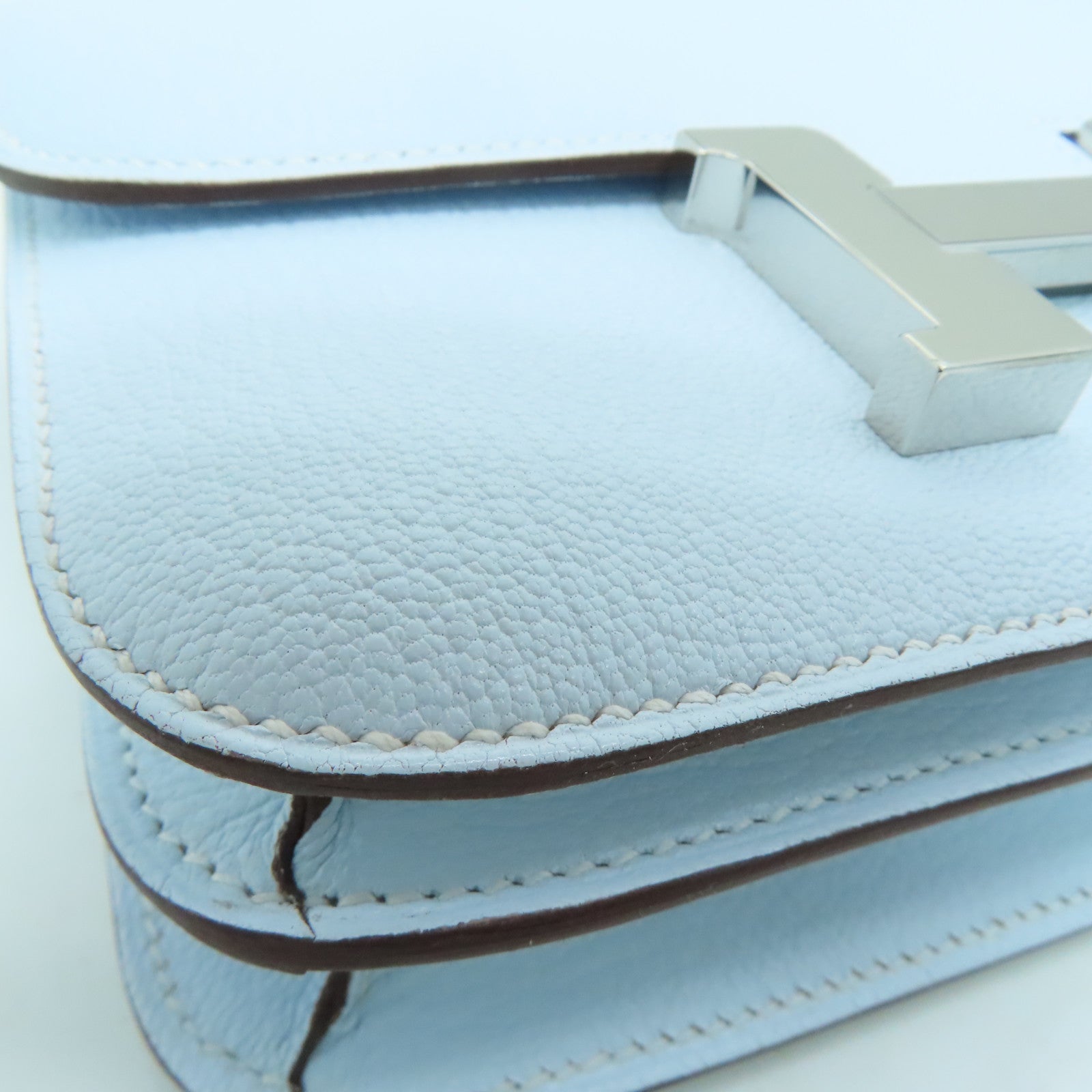 HERMES [Sharp Discount] Chevre Leather Constance Mini Silver