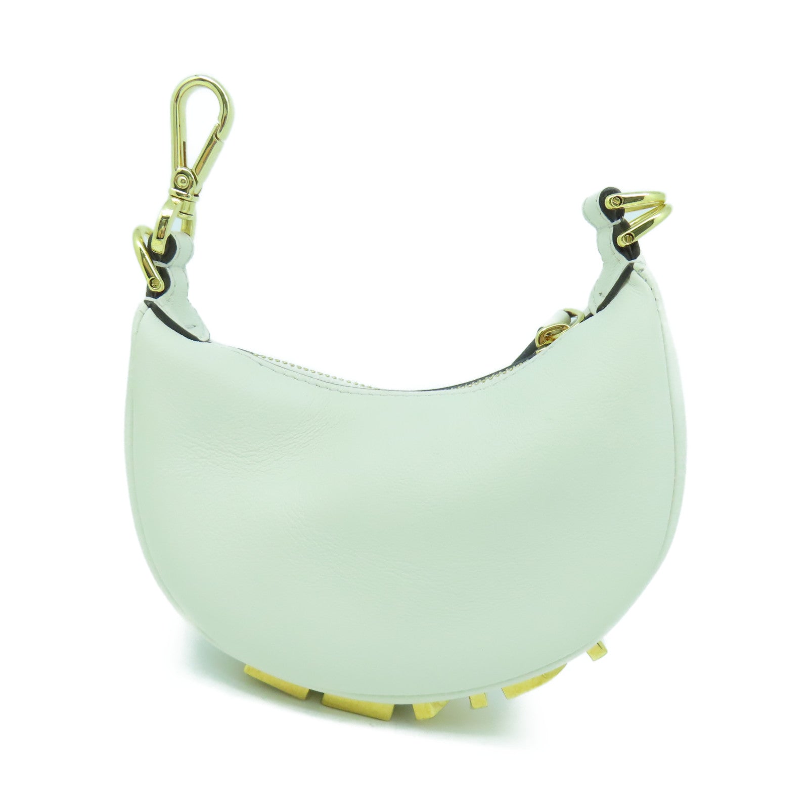 FENDI 【激減優惠】牛皮皮革Hand Bag金扣手挽袋白色