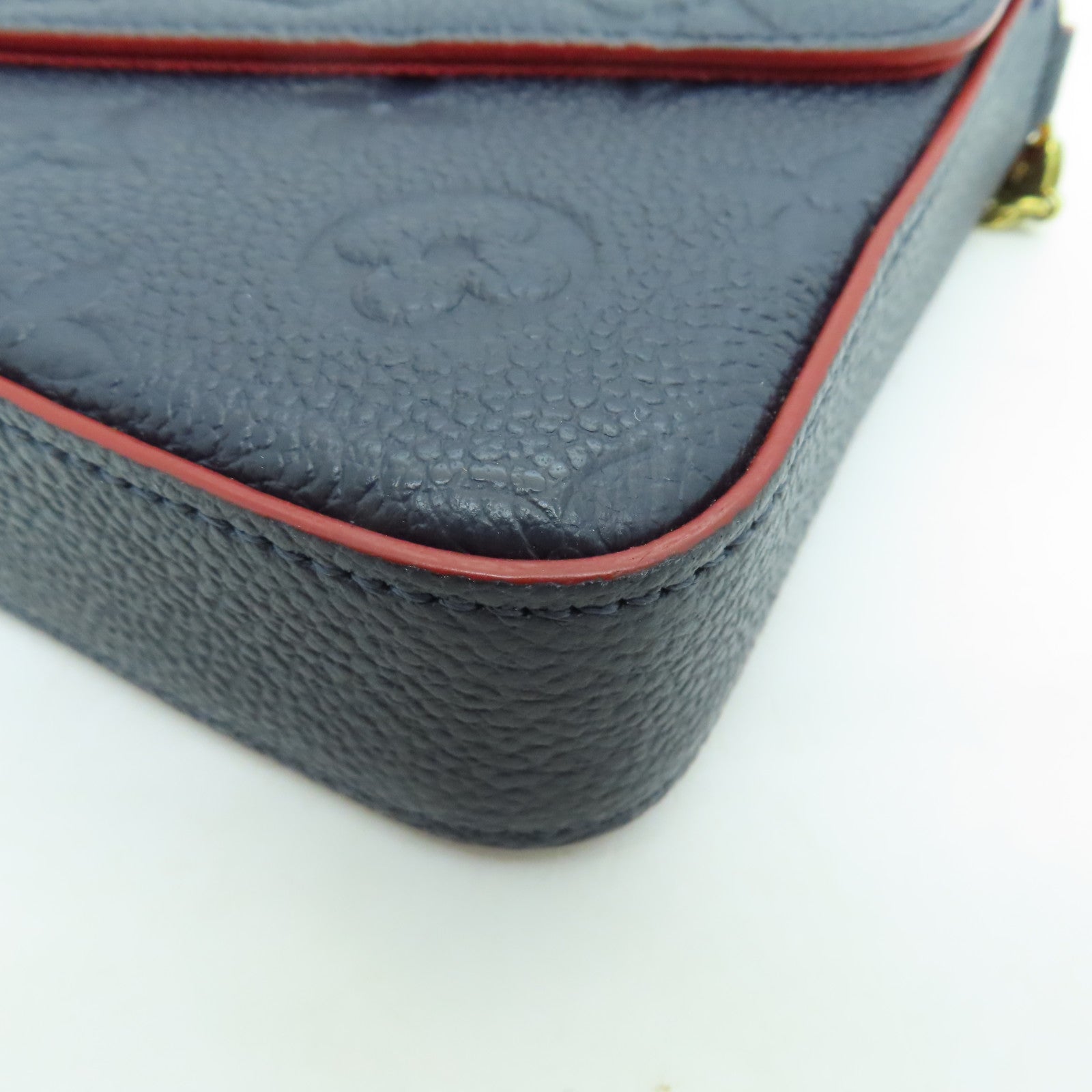 LOUIS VUITTON Monogram Empreinte Pochette Felicie金扣鏈帶肩背袋深藍色