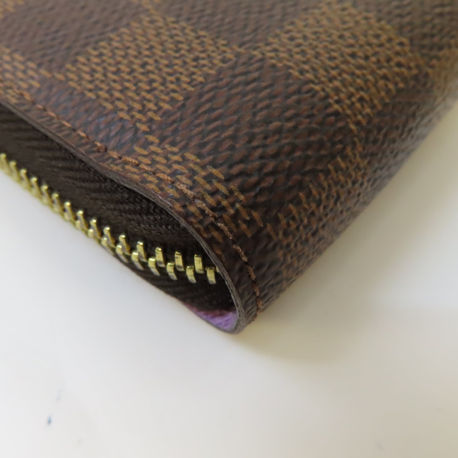 LOUIS VUITTON Damier Long Zipper Illustre Wallet 金扣長錢包啡色