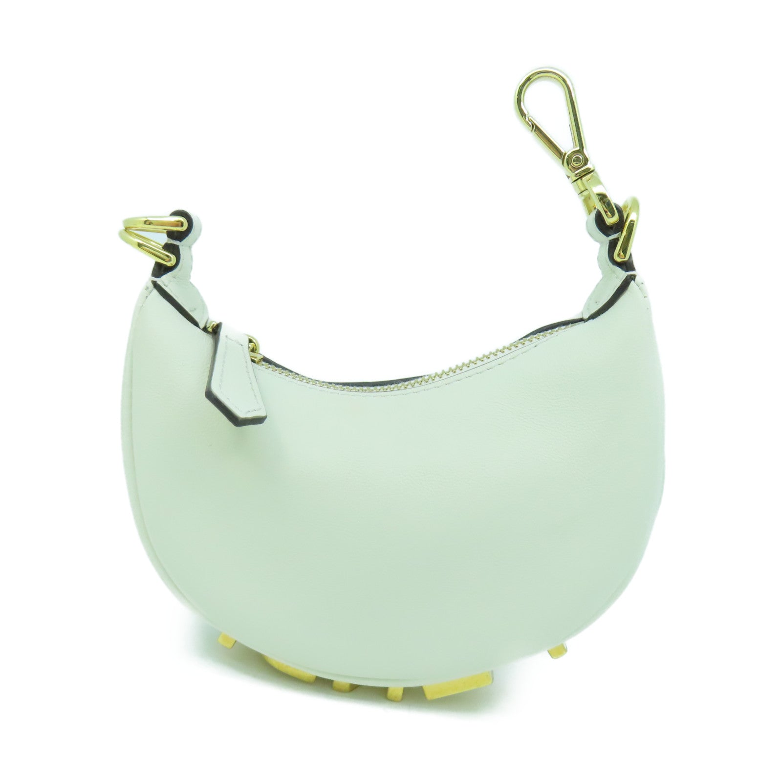 FENDI 【激減優惠】牛皮皮革Hand Bag金扣手挽袋白色