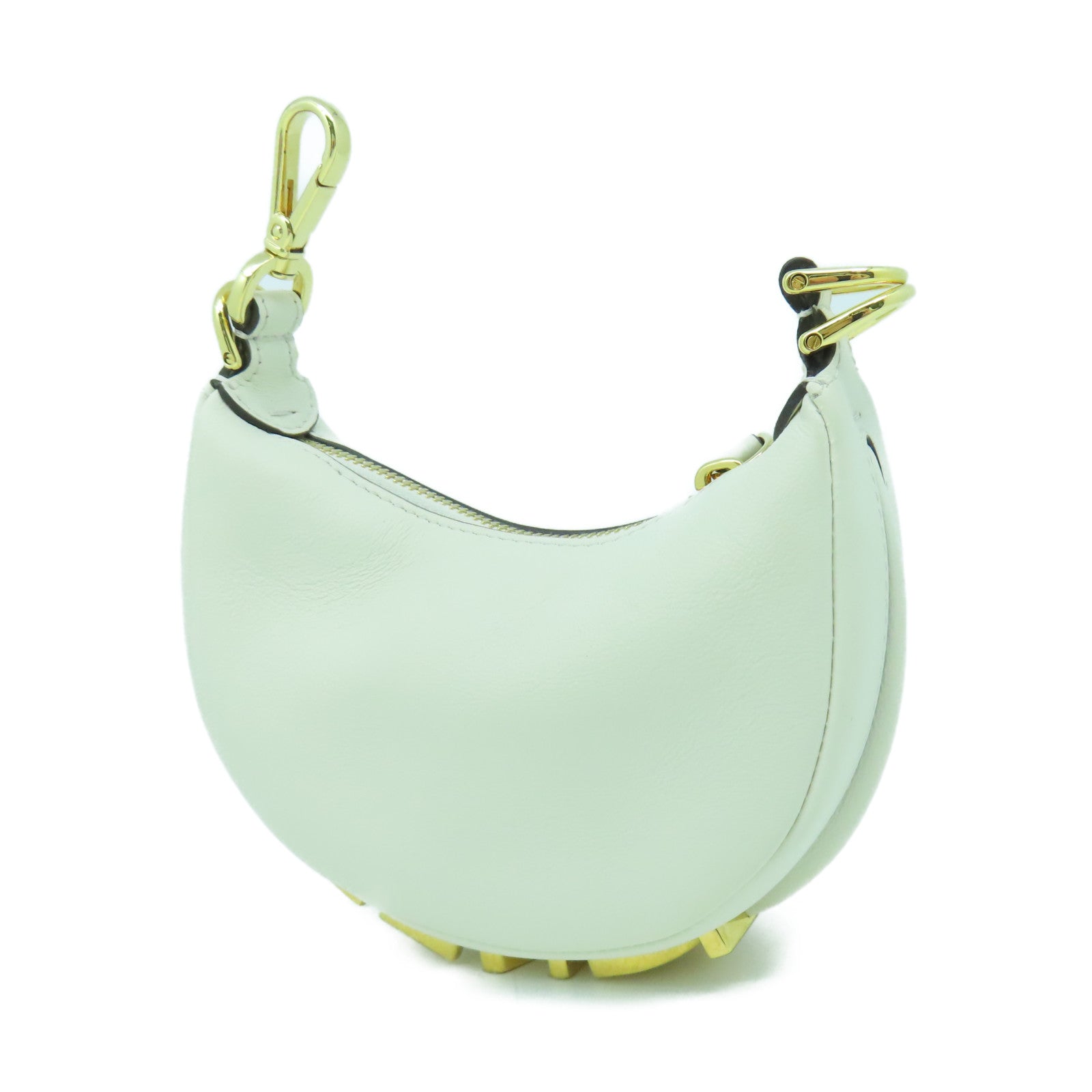 FENDI 【激減優惠】牛皮皮革Hand Bag金扣手挽袋白色